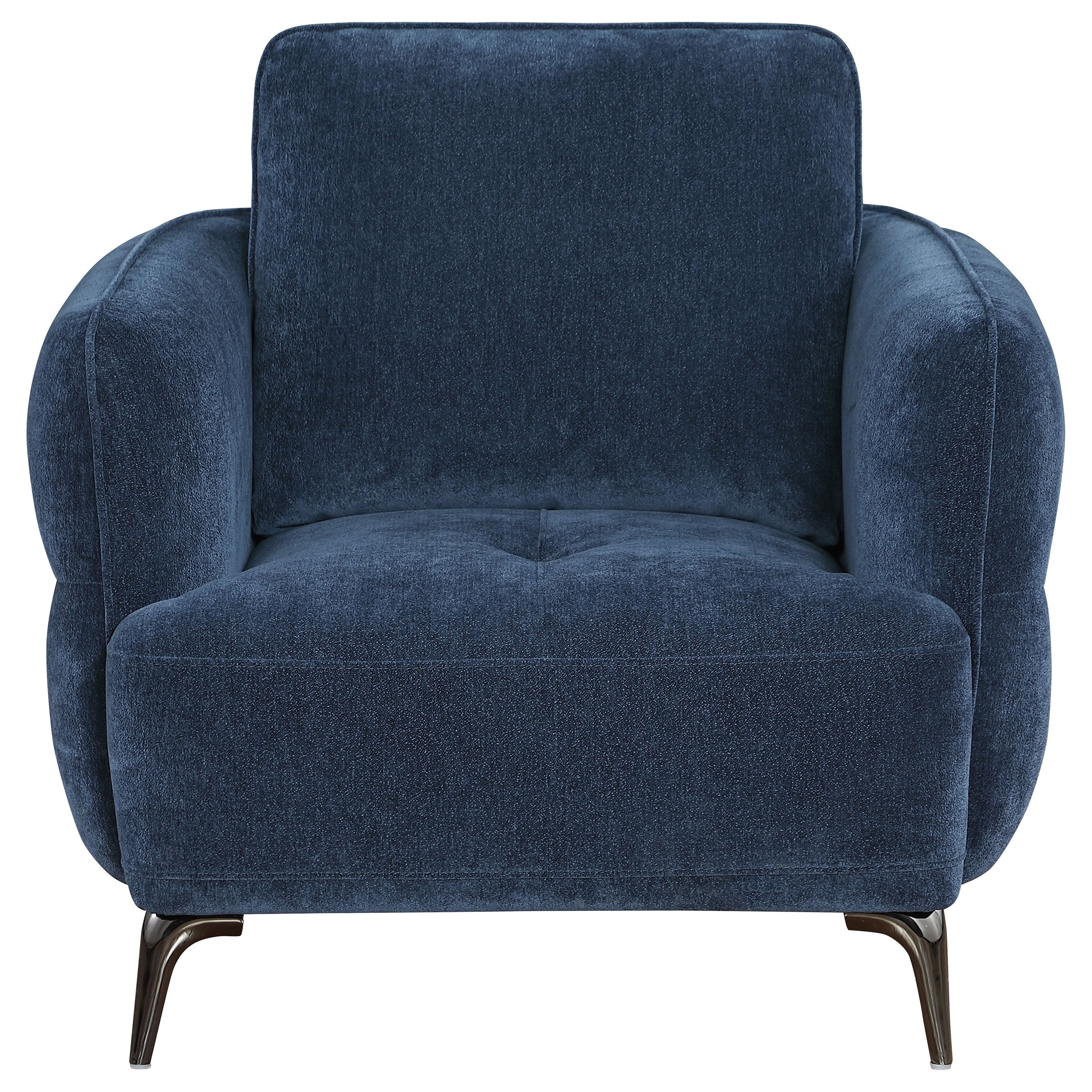 Lively Chenille Upholstered Modern Track Arm Chair Blue — view 3