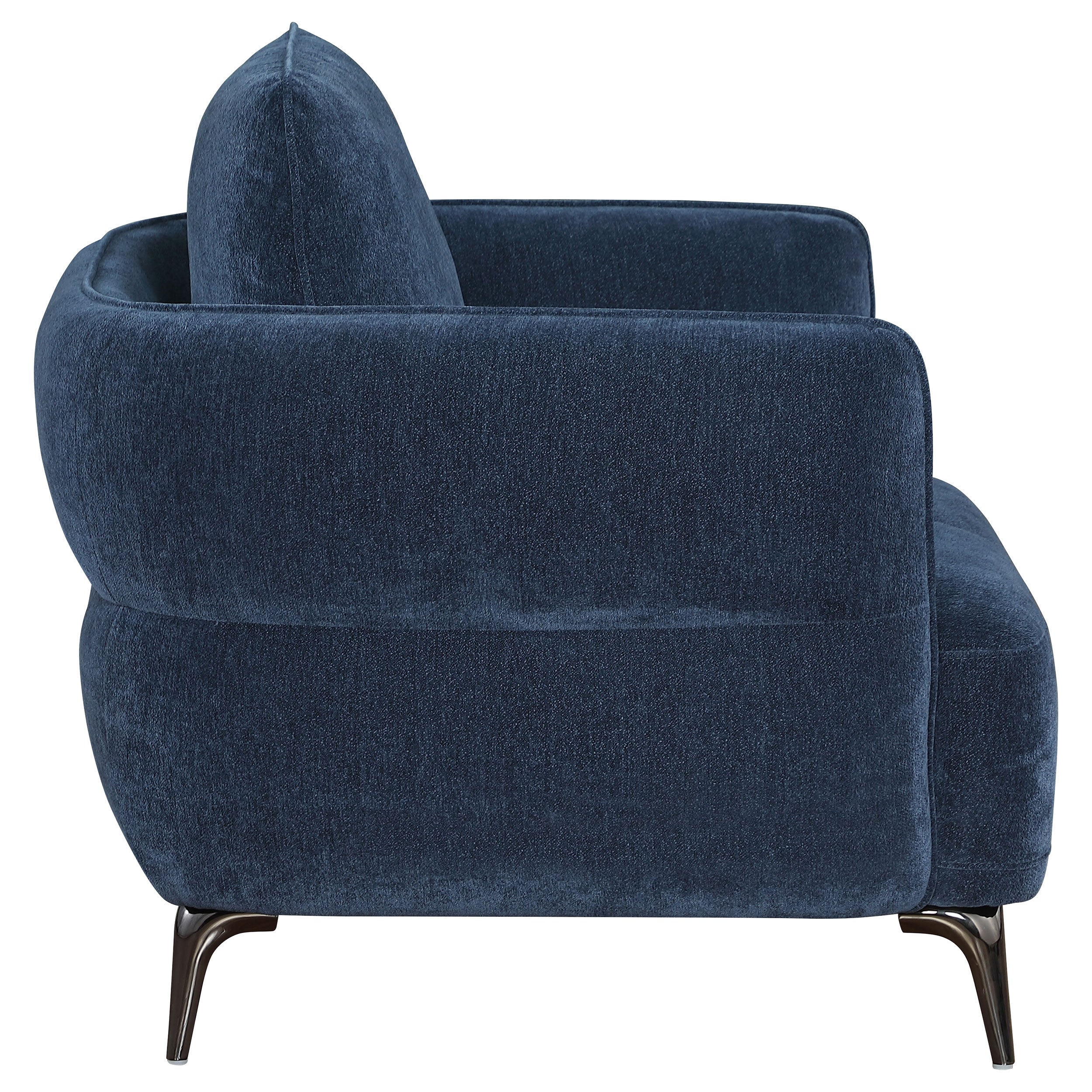 Lively Chenille Upholstered Modern Track Arm Chair Blue — view 8