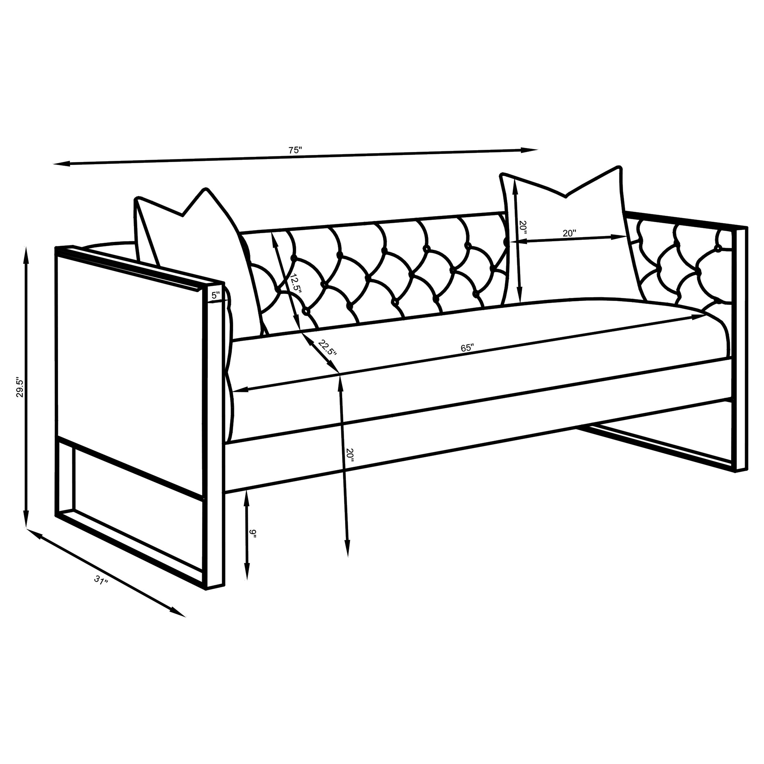 Eastbrook Velvet Upholstered Tufted Sofa Grey — view 12