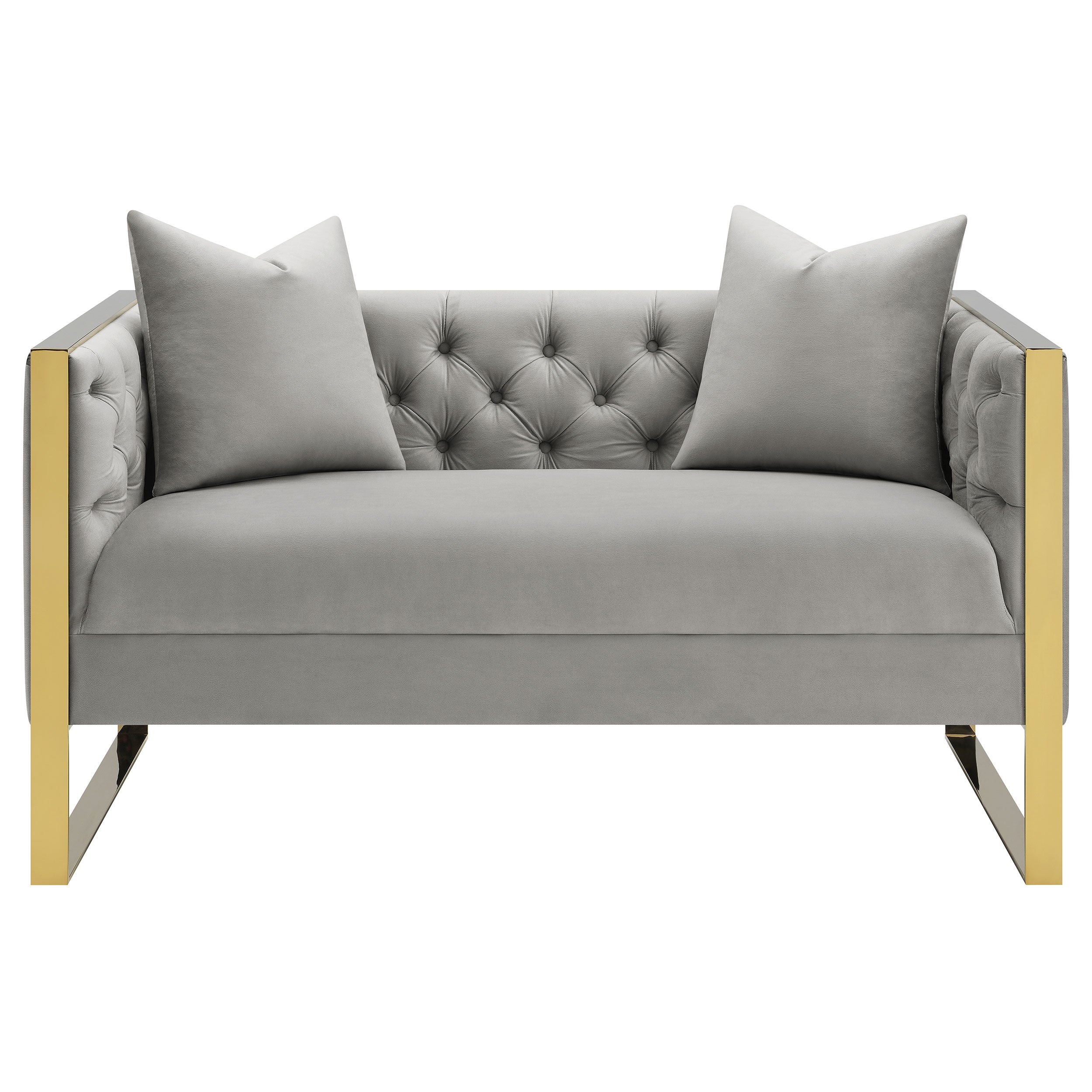 Eastbrook Velvet Upholstered Tufted Loveseat Grey — view 3
