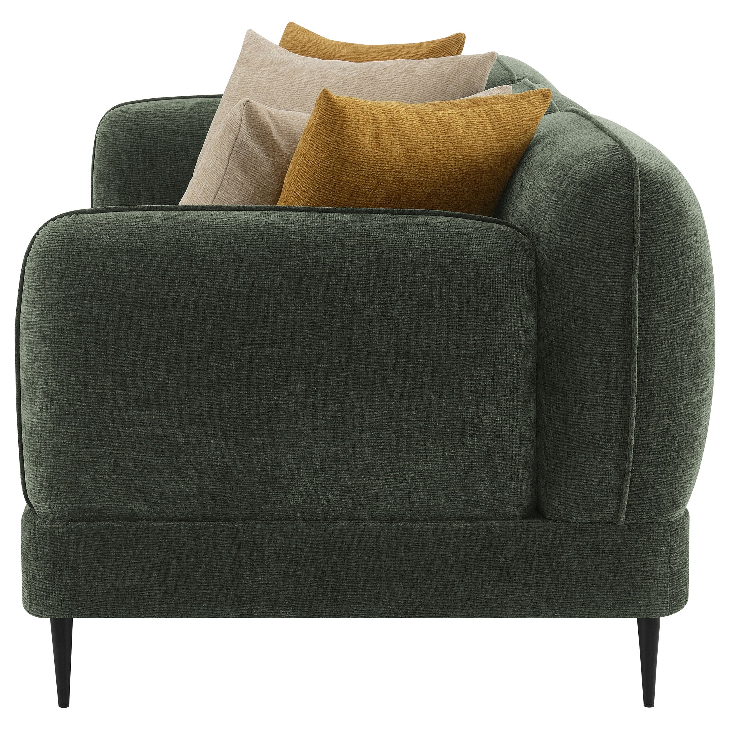 Jade Chenille Upholstered Modern Track Arm Sofa Green — view 5