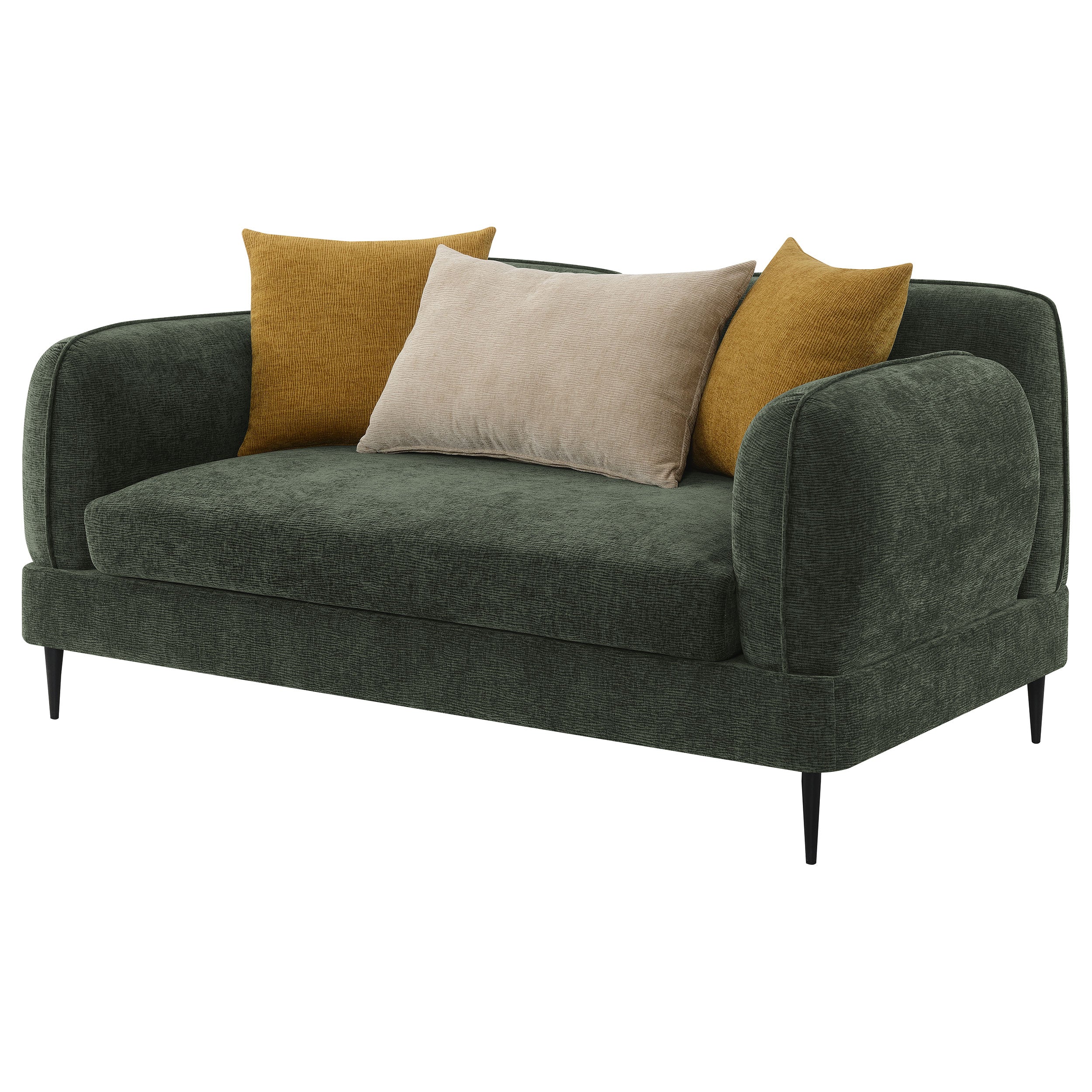 Jade Chenille Upholstered Modern Track Arm Loveseat Green — view 4