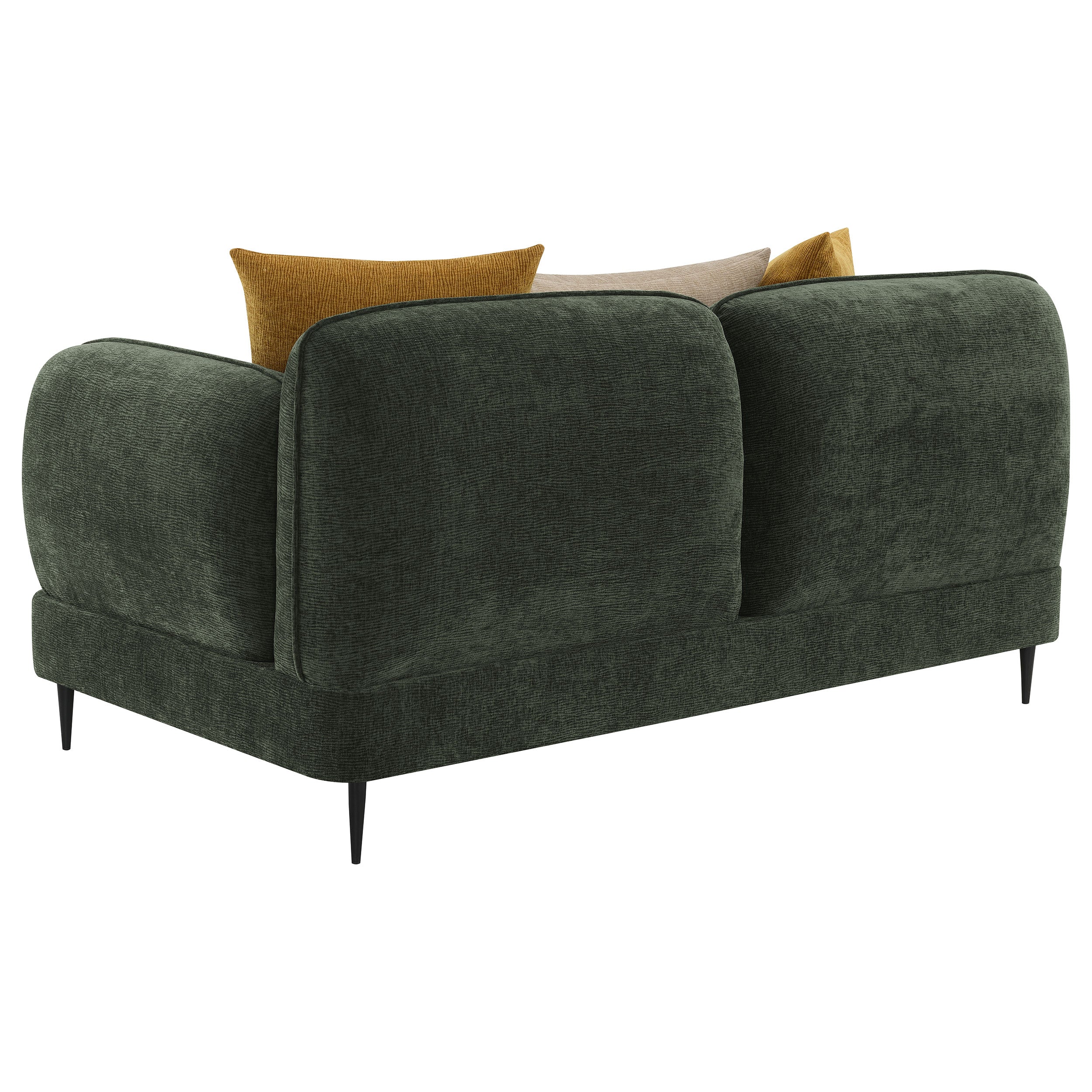 Jade Chenille Upholstered Modern Track Arm Loveseat Green — view 6