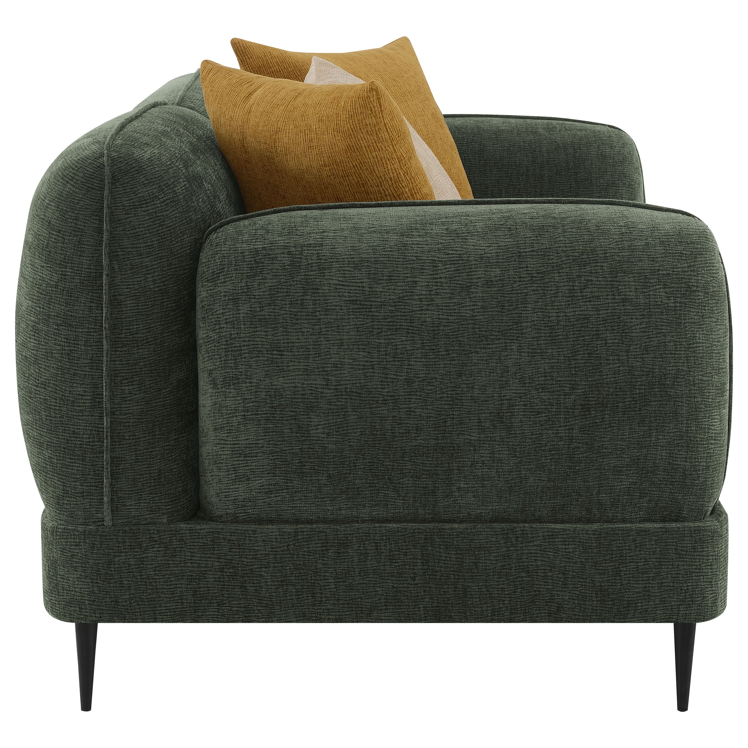 Jade Chenille Upholstered Modern Track Arm Loveseat Green — view 8