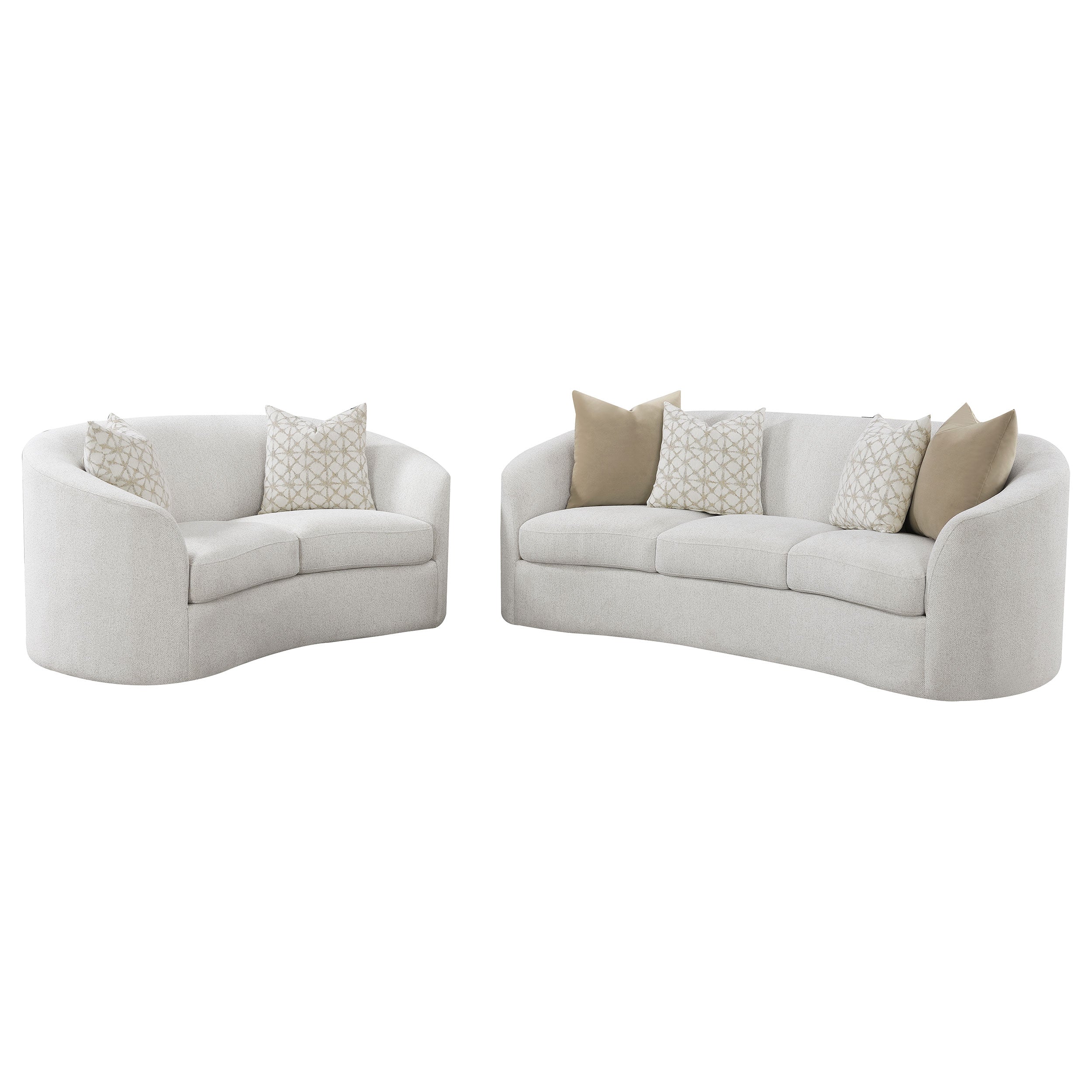 Rainn 2-piece Boucle Upholstered Sloped Arm Sofa Set Latte — view 2