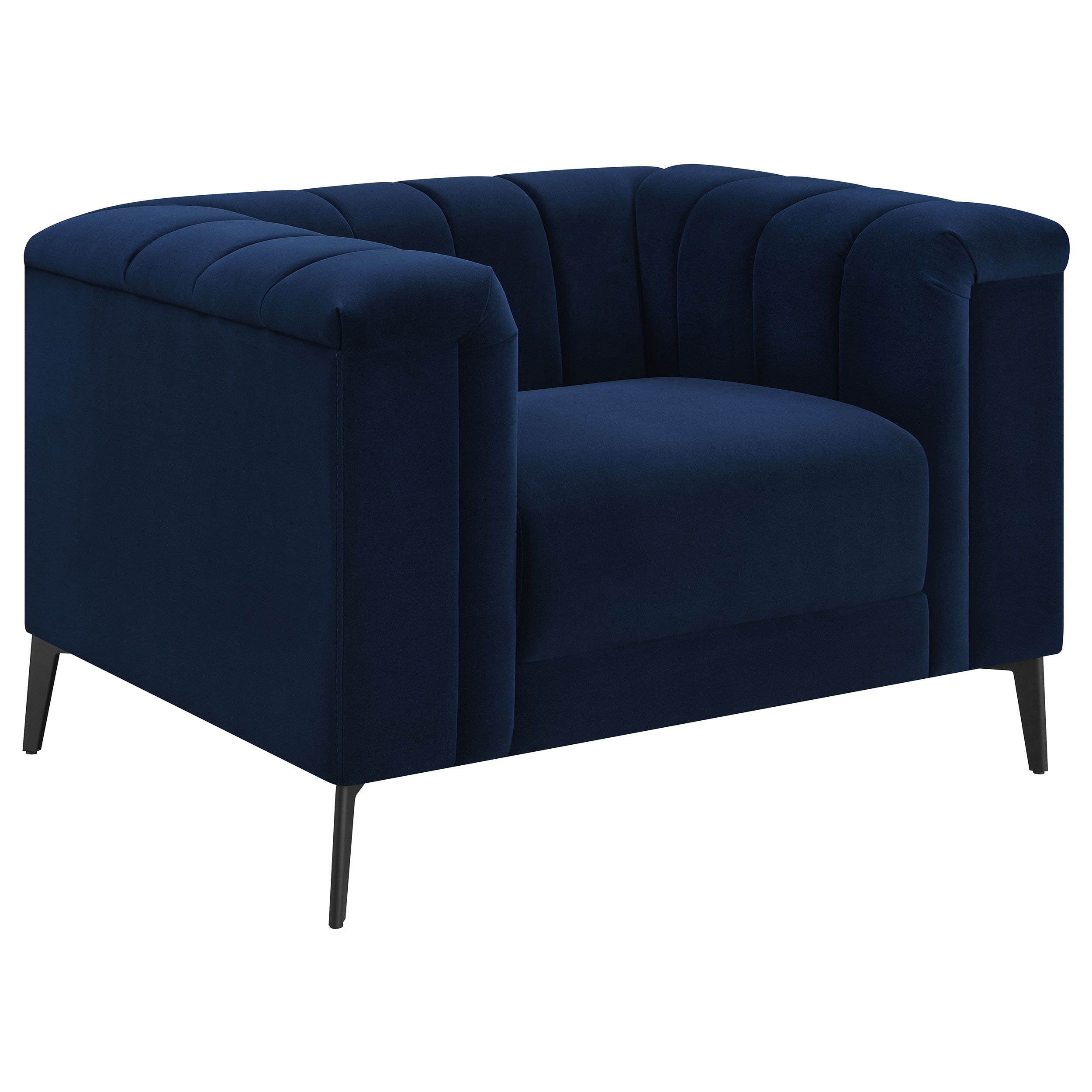 Chalet Upholstered Tuxedo Arm Tufted Chair Blue — view 1