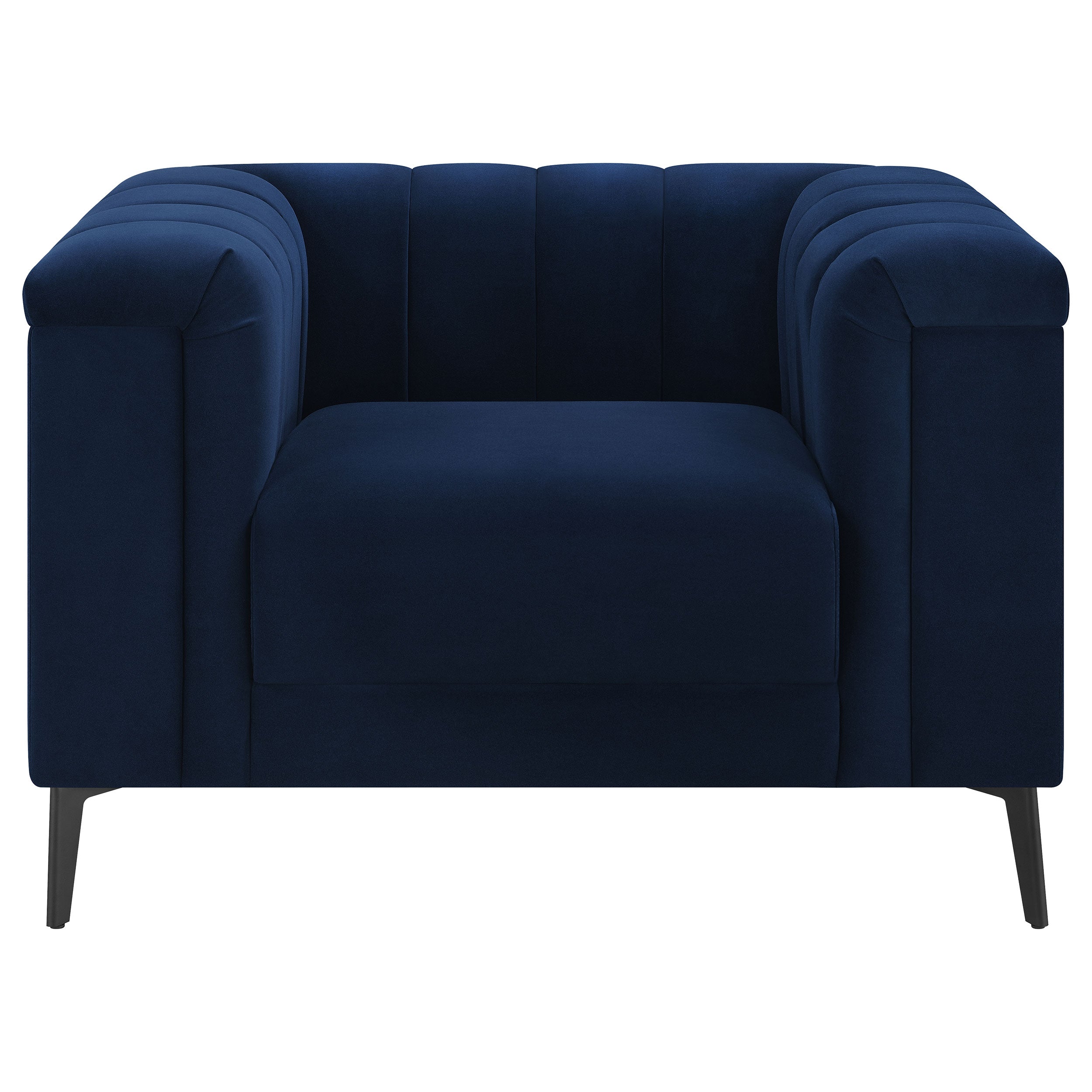 Chalet Upholstered Tuxedo Arm Tufted Chair Blue — view 3