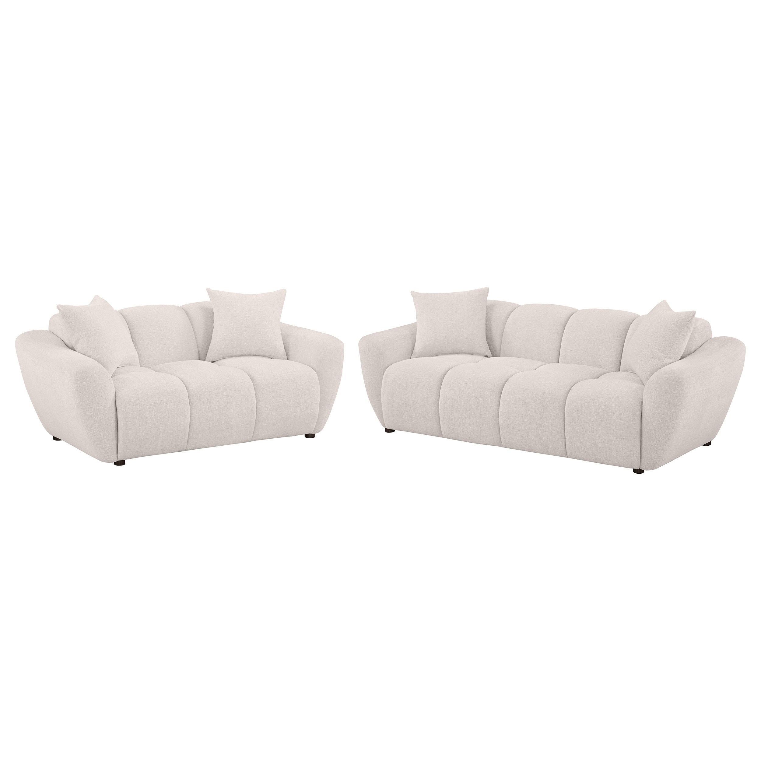 Destino 2-piece Chenille Splayed Arm Sofa Set Greige — view 2