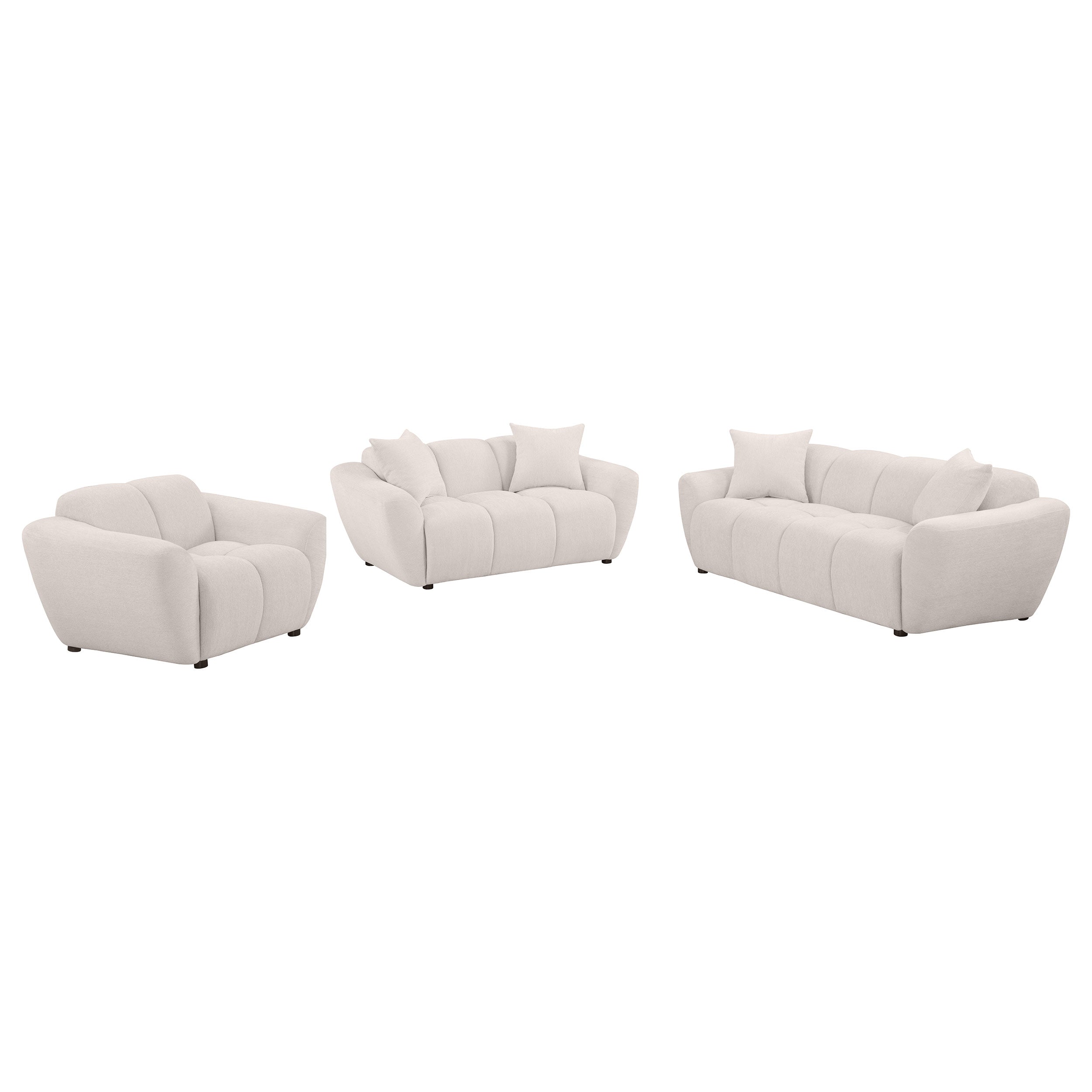 Destino 3-piece Chenille Splayed Arm Sofa Set Greige — view 2