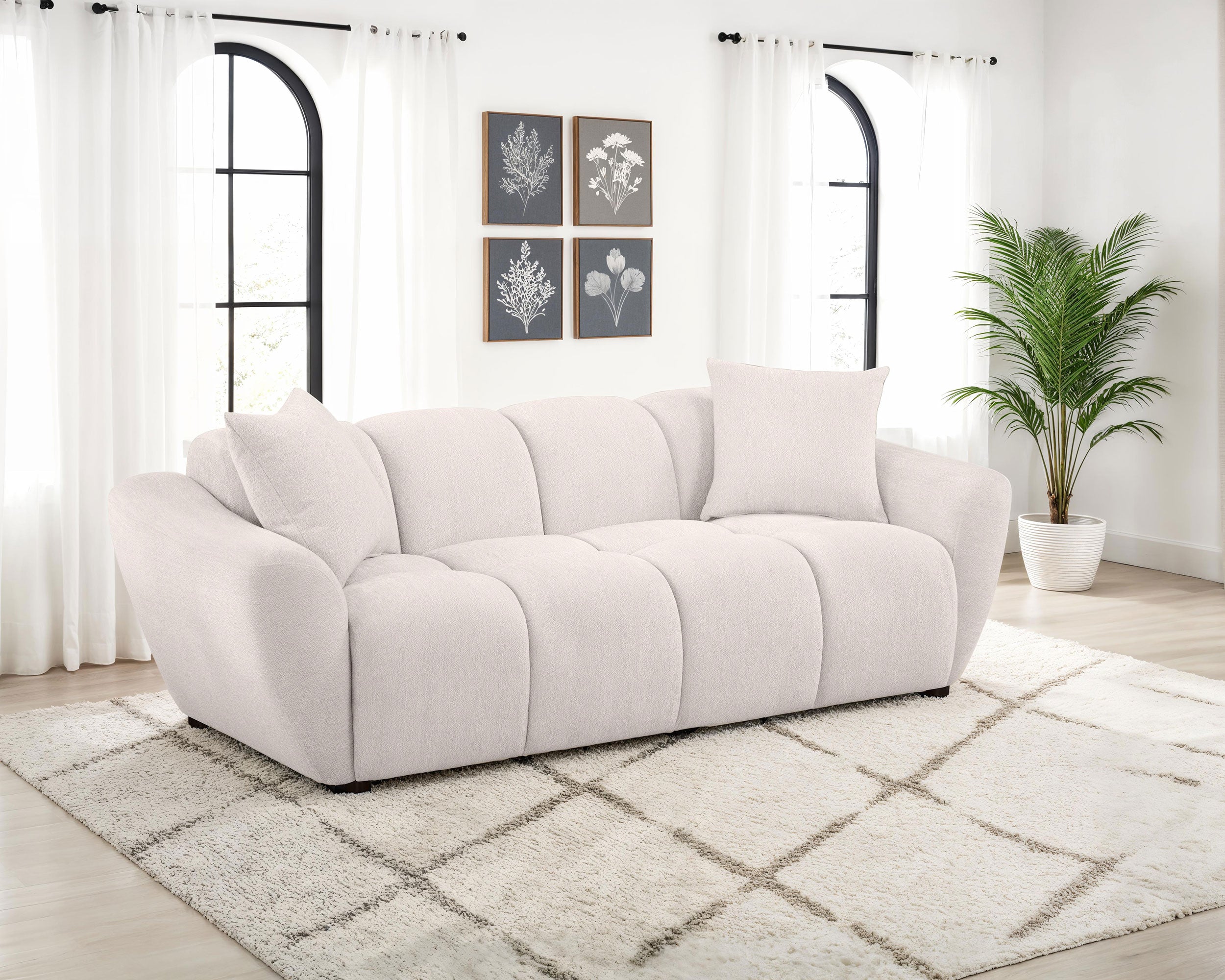 Destino Chenille Upholstered Splayed Arm Sofa Greige — view 2