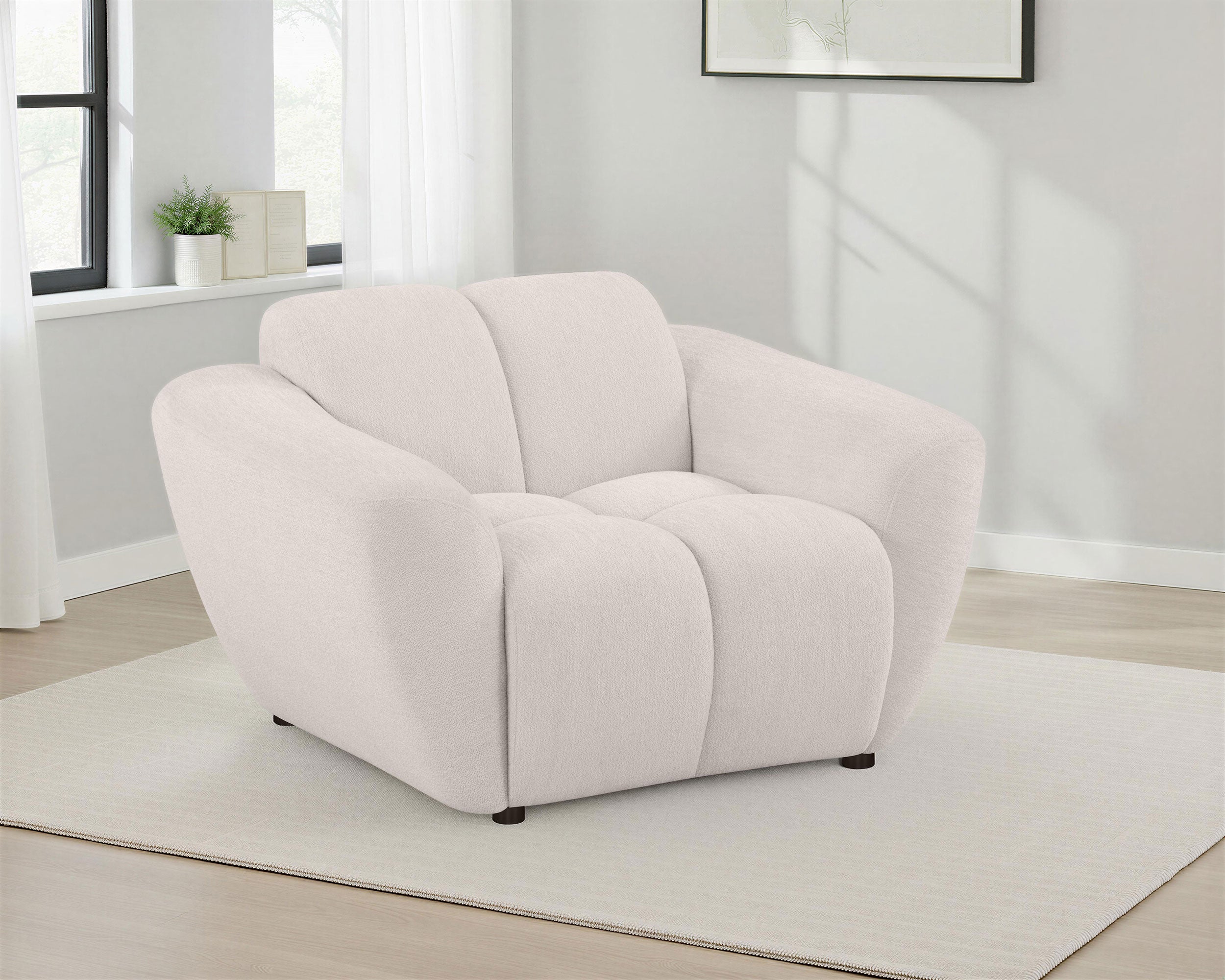 Destino Chenille Upholstered Splayed Arm Accent Chair Greige — view 2