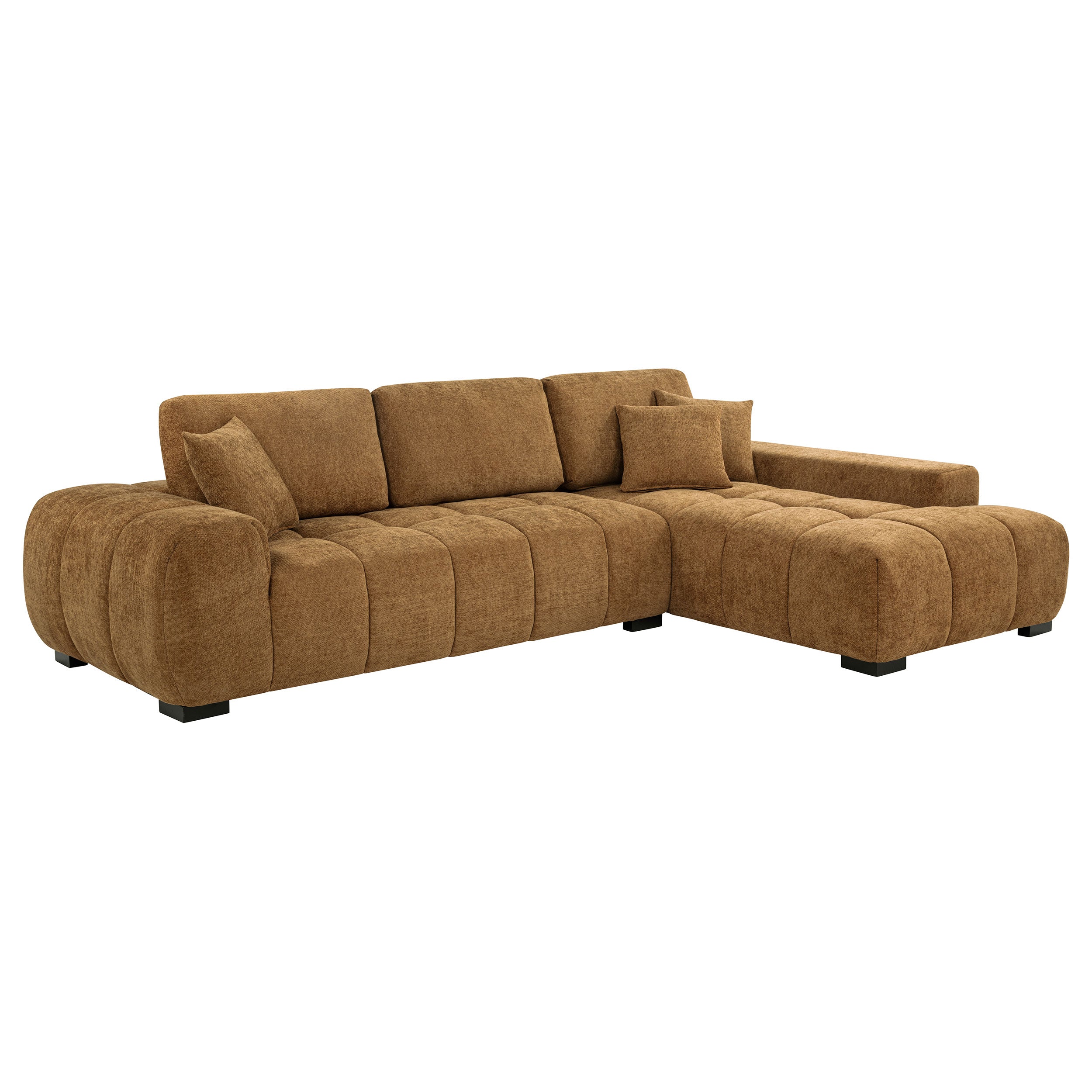 Octavia Upholstered Sectional Chaise Sofa Amber — view 1