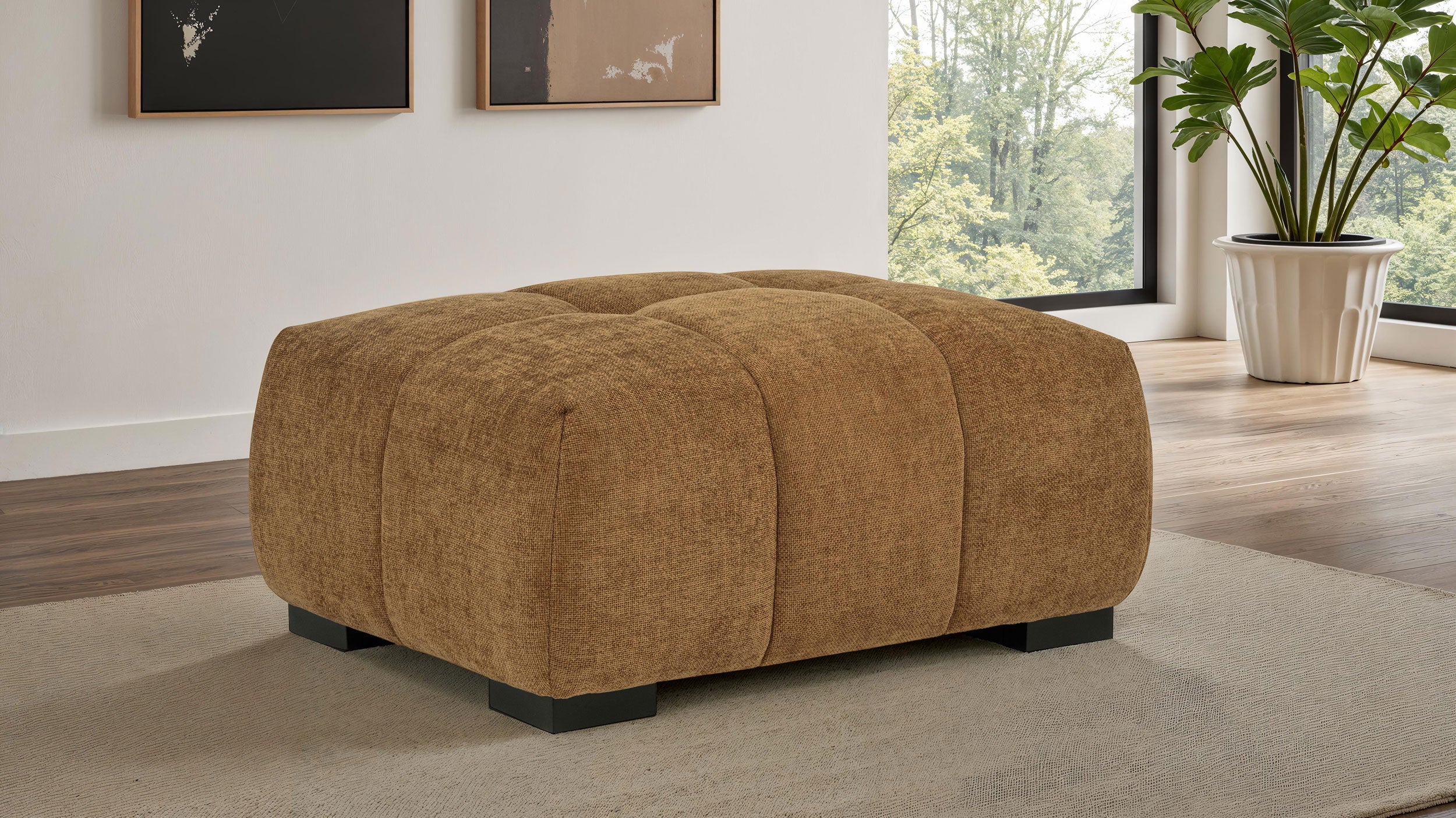 Octavia Upholstered Rectangular Ottoman Amber — view 2