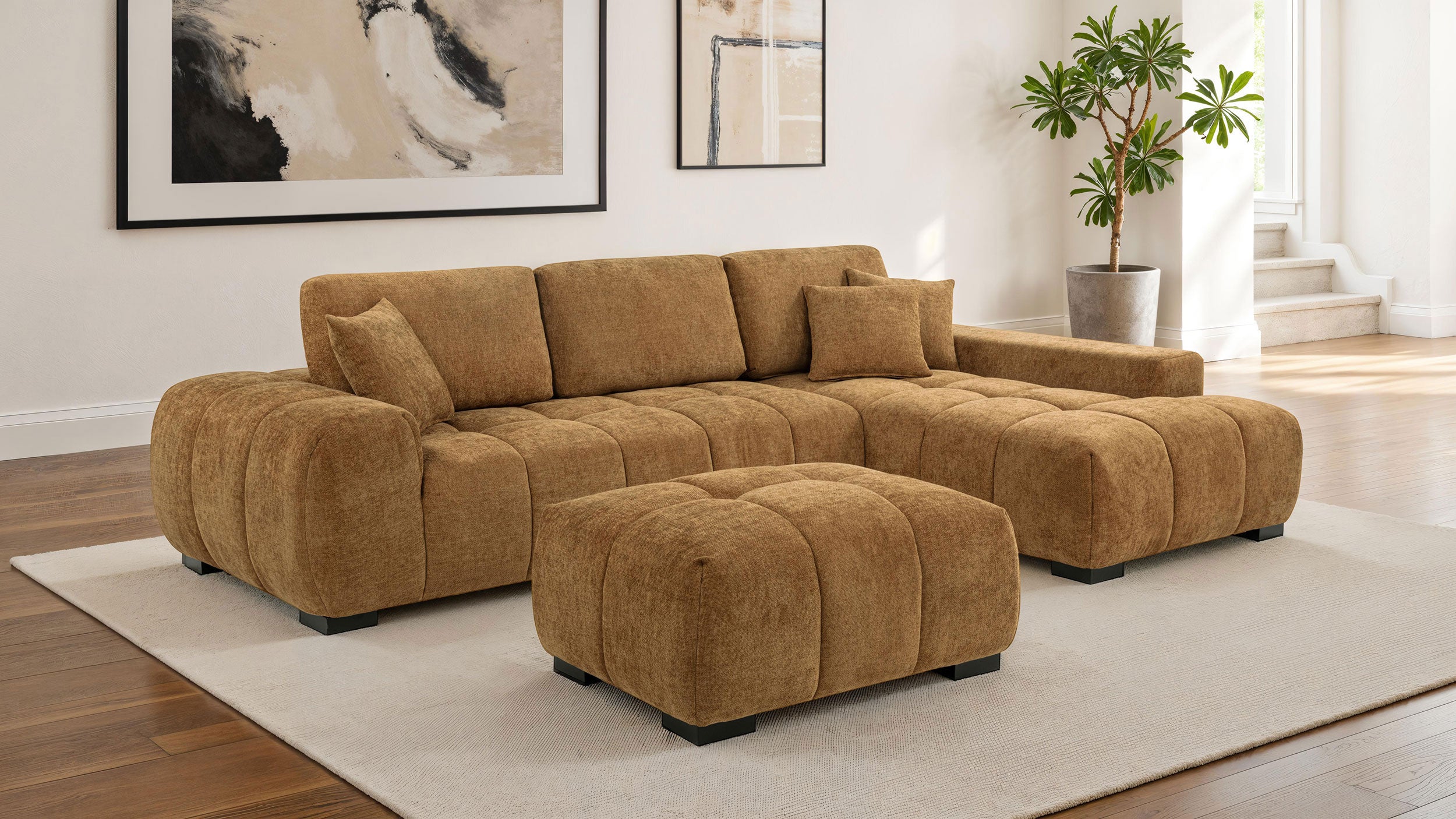 Octavia Upholstered Rectangular Ottoman Amber — view 7