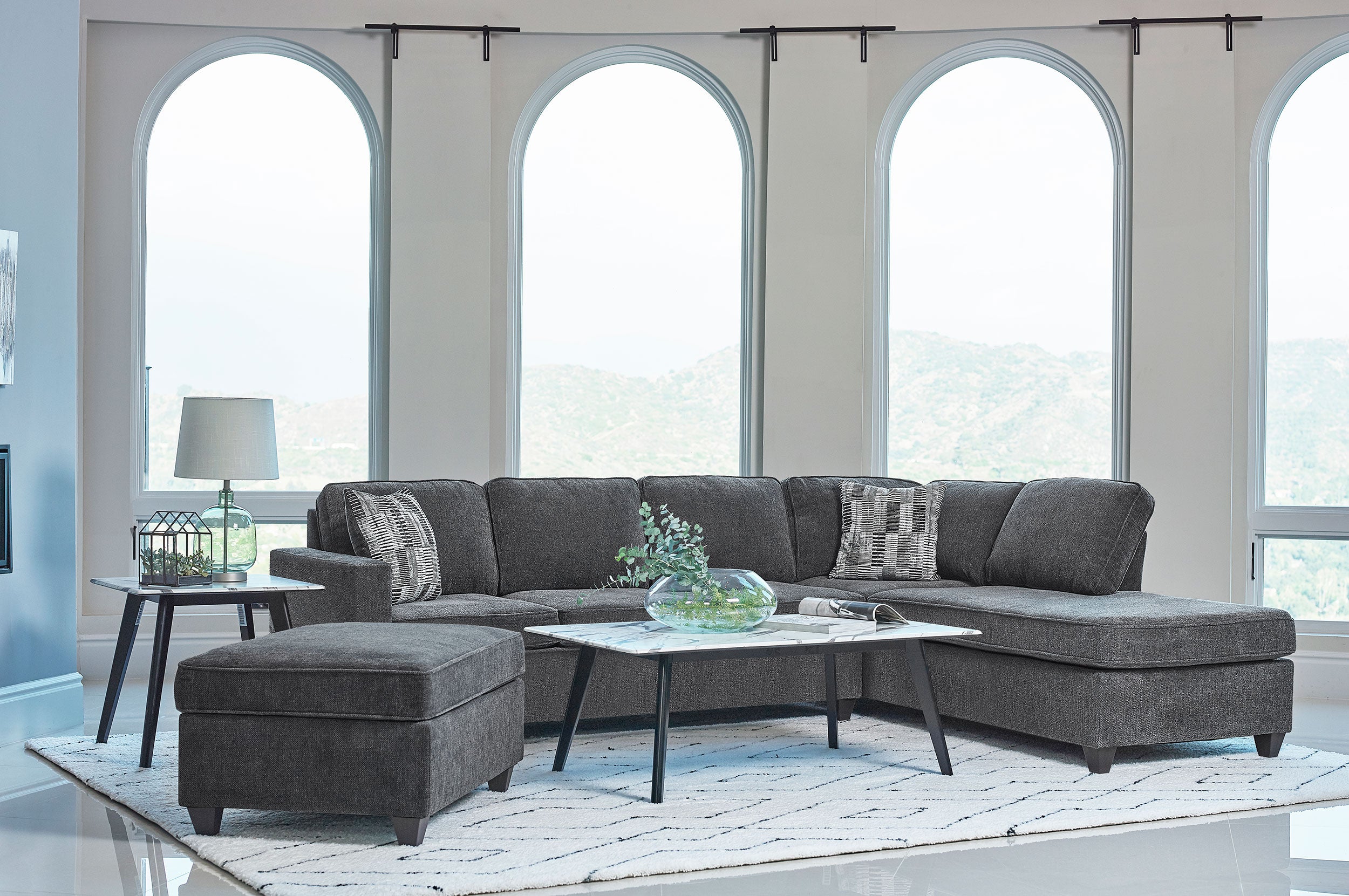 Mccord Upholstered Track Arm Sectional Sofa Dark Grey — view 2