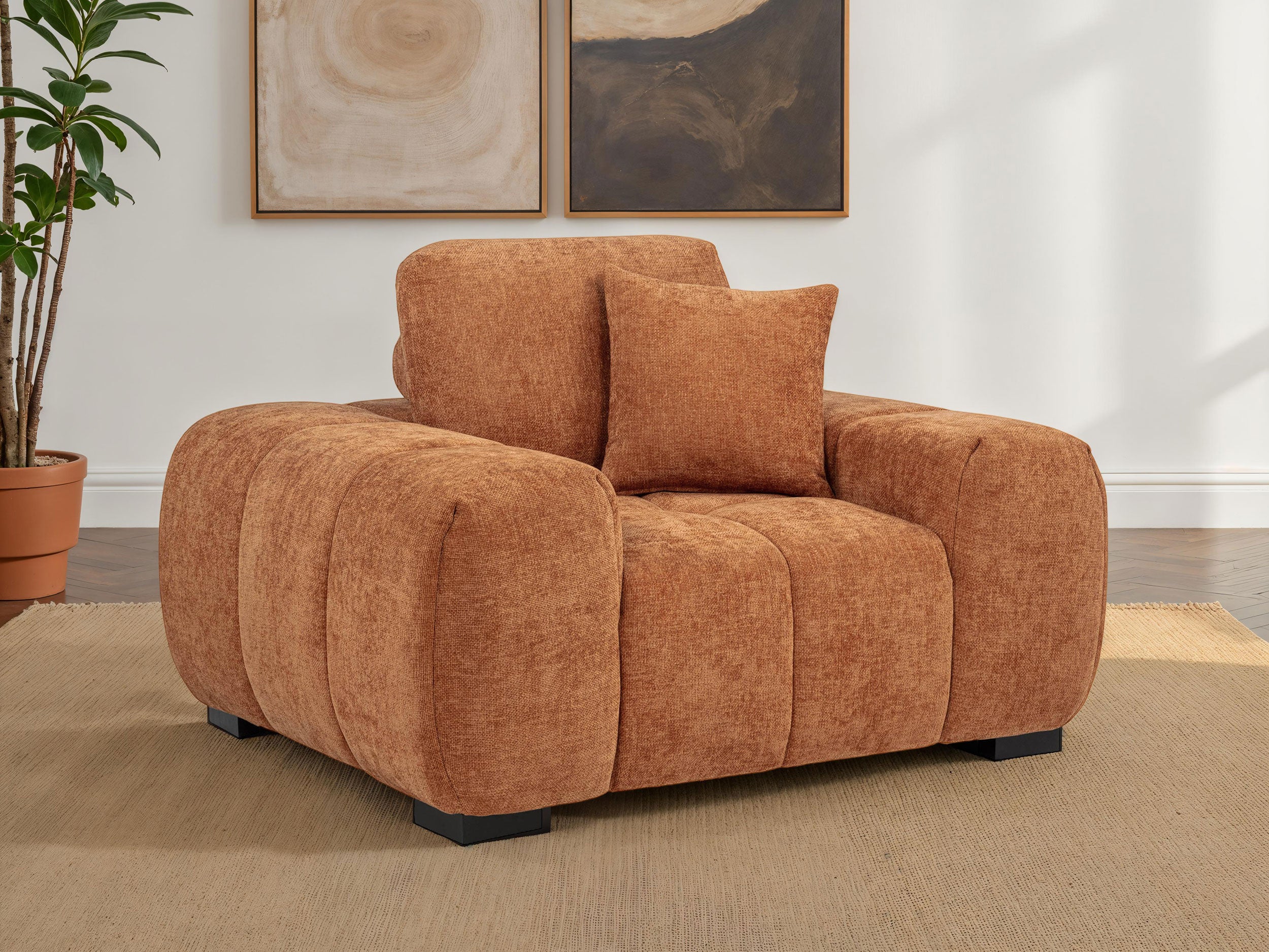 Octavia Upholstered Track Arm Accent Chair Orange — view 2