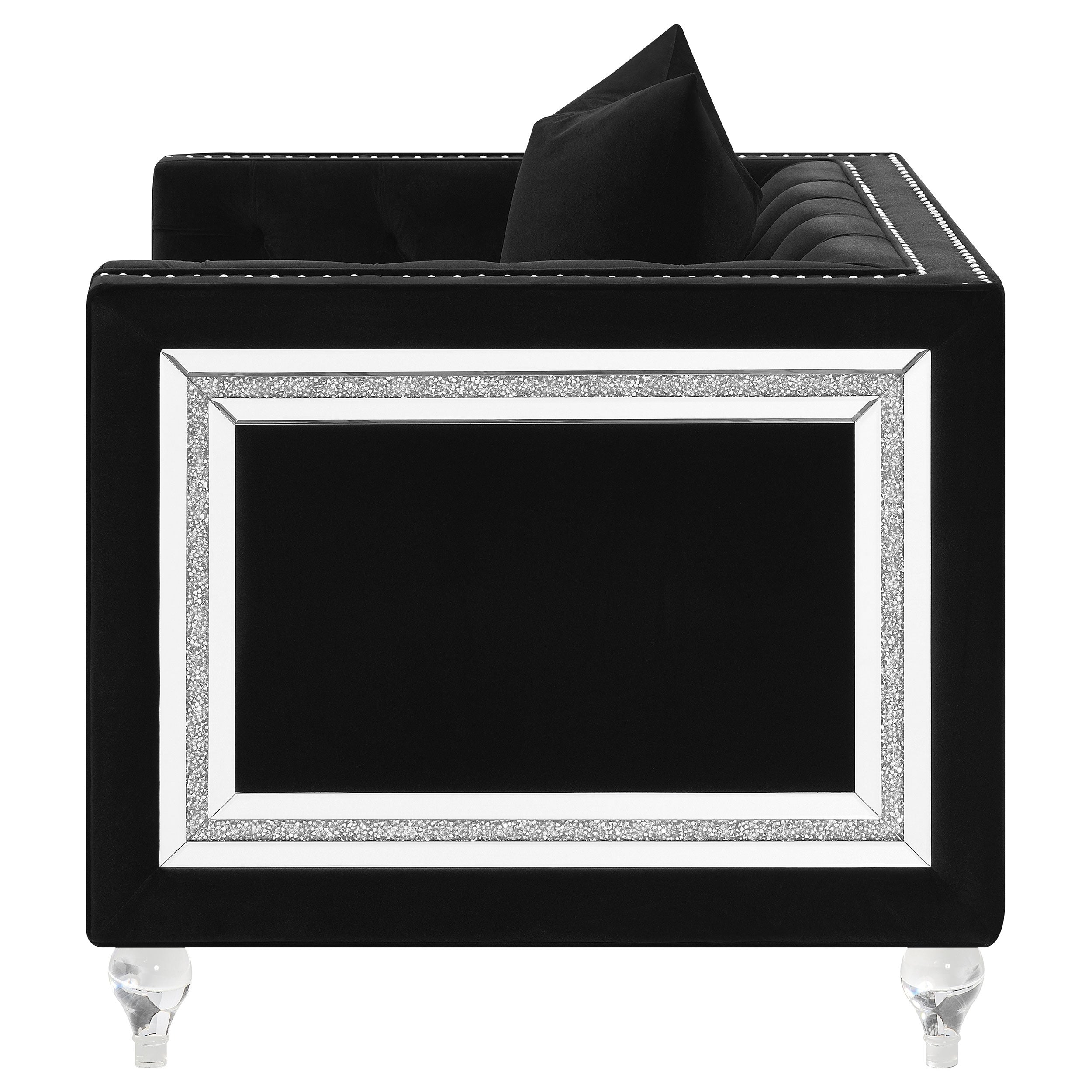 Delilah Upholstered Tufted Tuxedo Arm Accent Chair Black — view 4