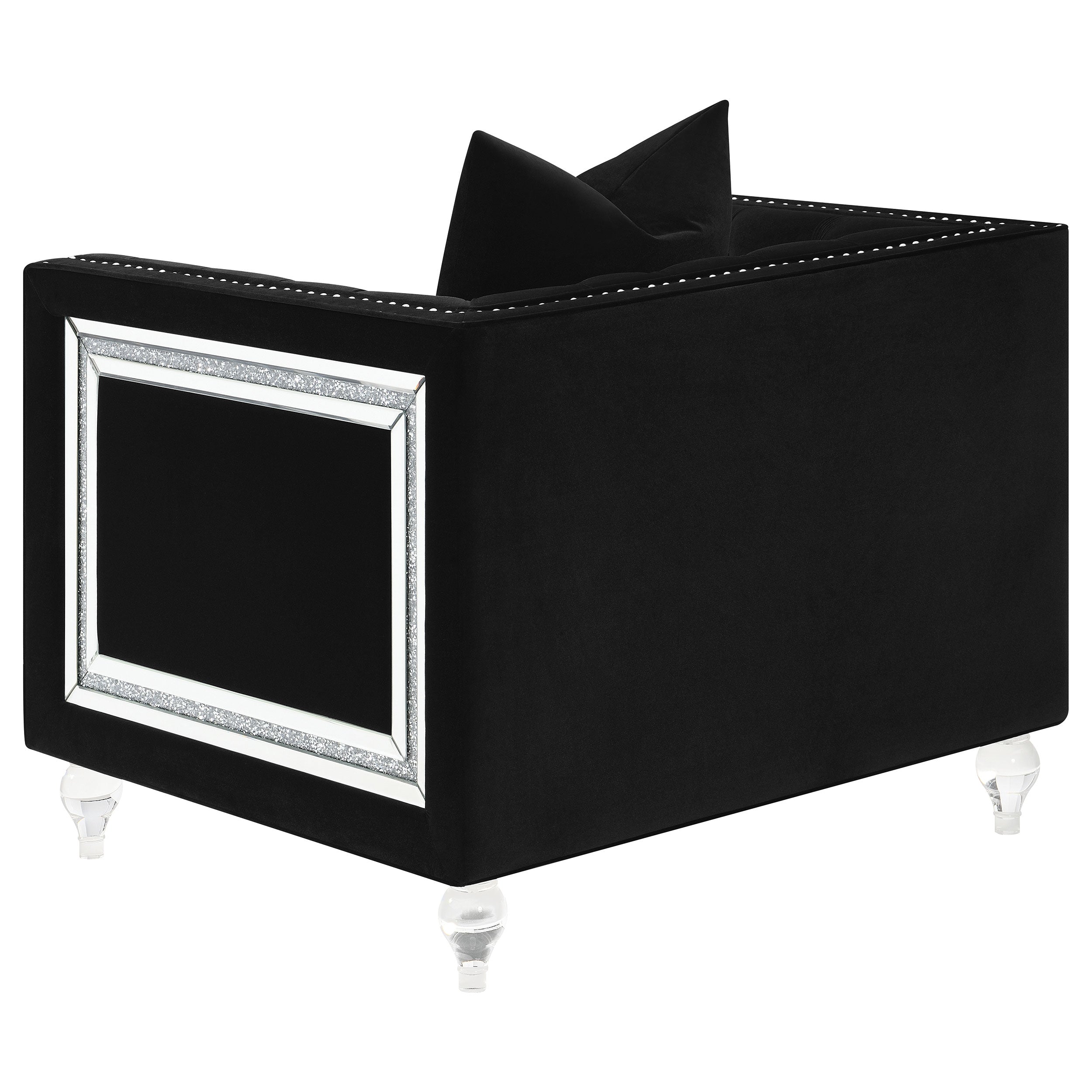 Delilah Upholstered Tufted Tuxedo Arm Accent Chair Black — view 5