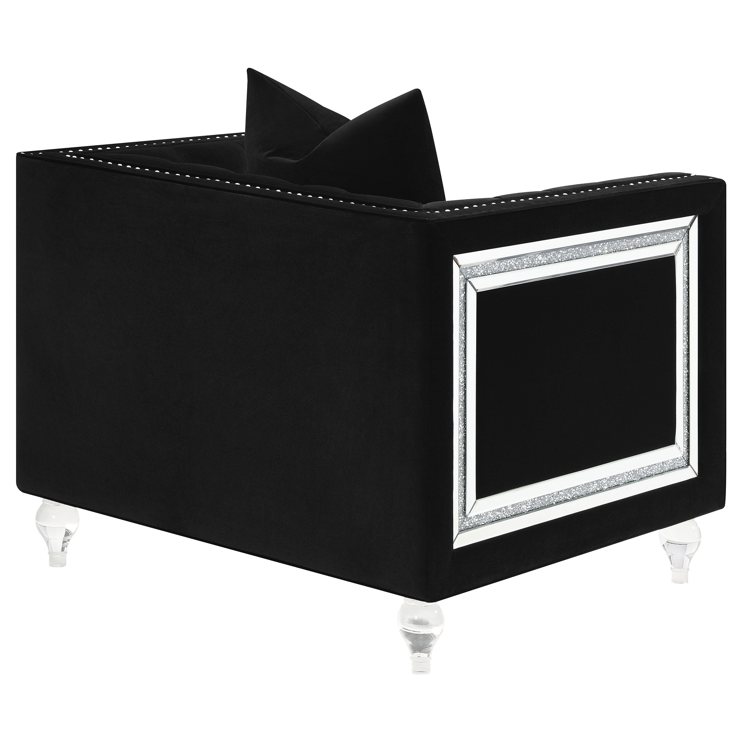 Delilah Upholstered Tufted Tuxedo Arm Accent Chair Black — view 6