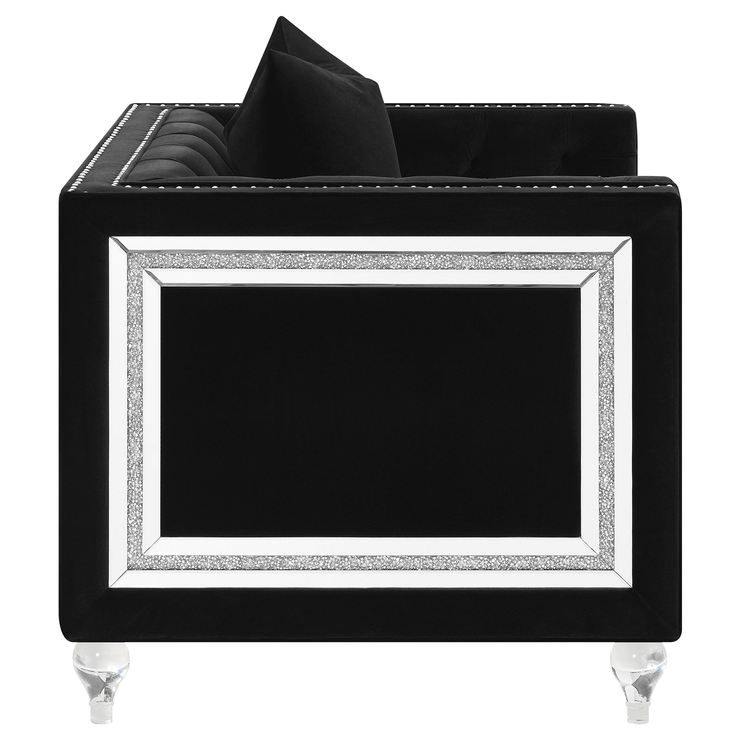 Delilah Upholstered Tufted Tuxedo Arm Accent Chair Black — view 7