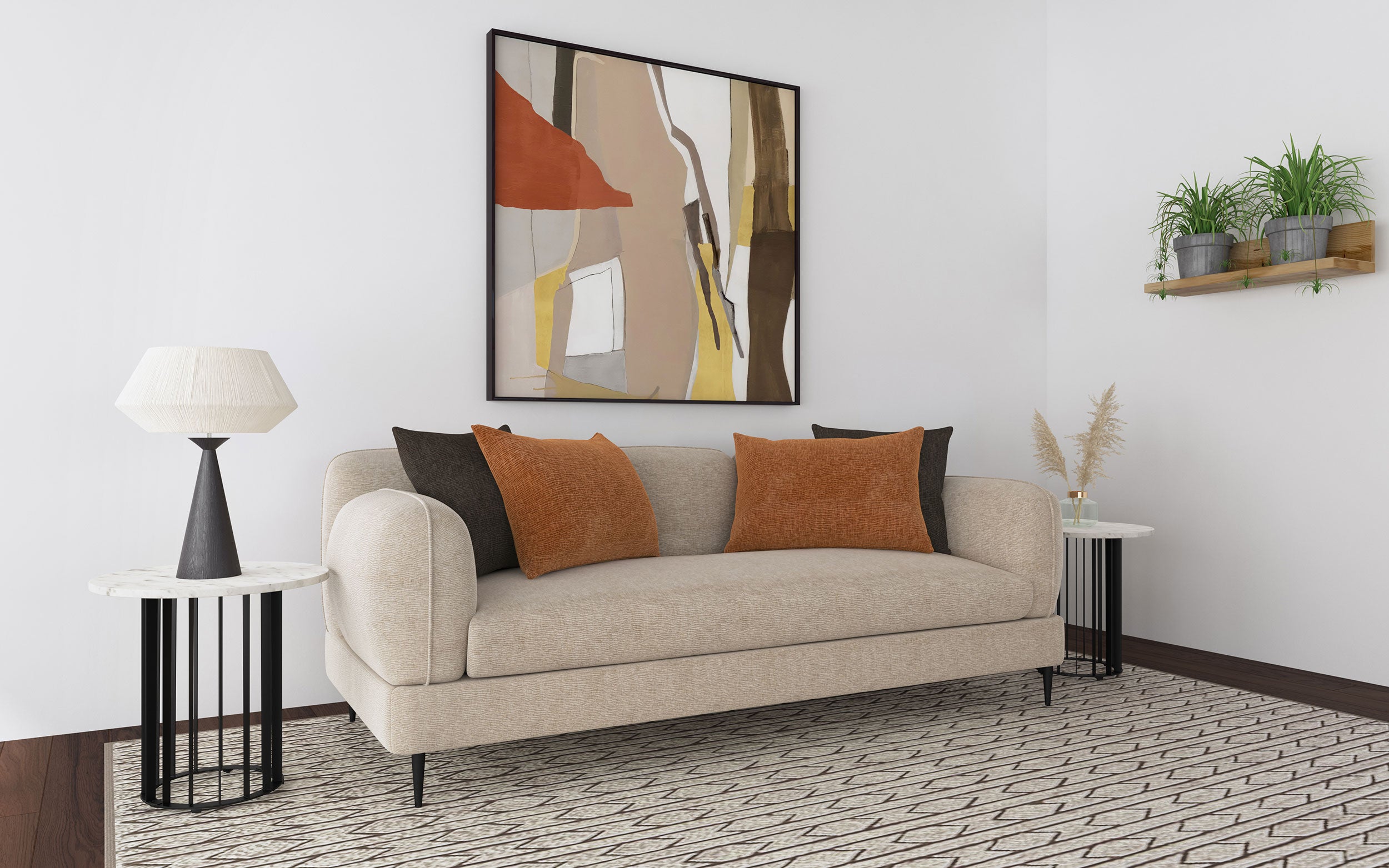 Jade Chenille Upholstered Sculpted Track Arm Sofa Latte — view 2