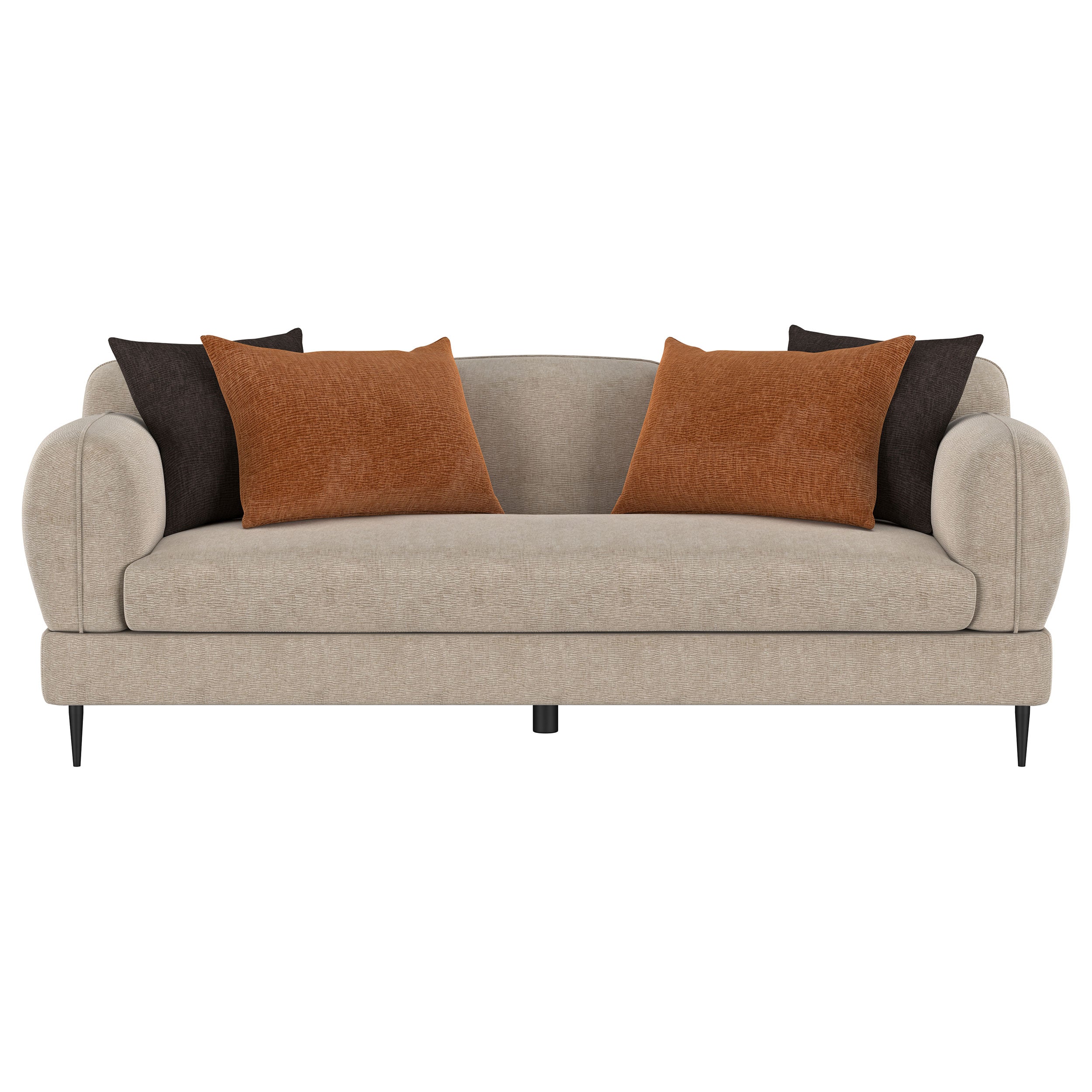 Jade Chenille Upholstered Sculpted Track Arm Sofa Latte — view 3
