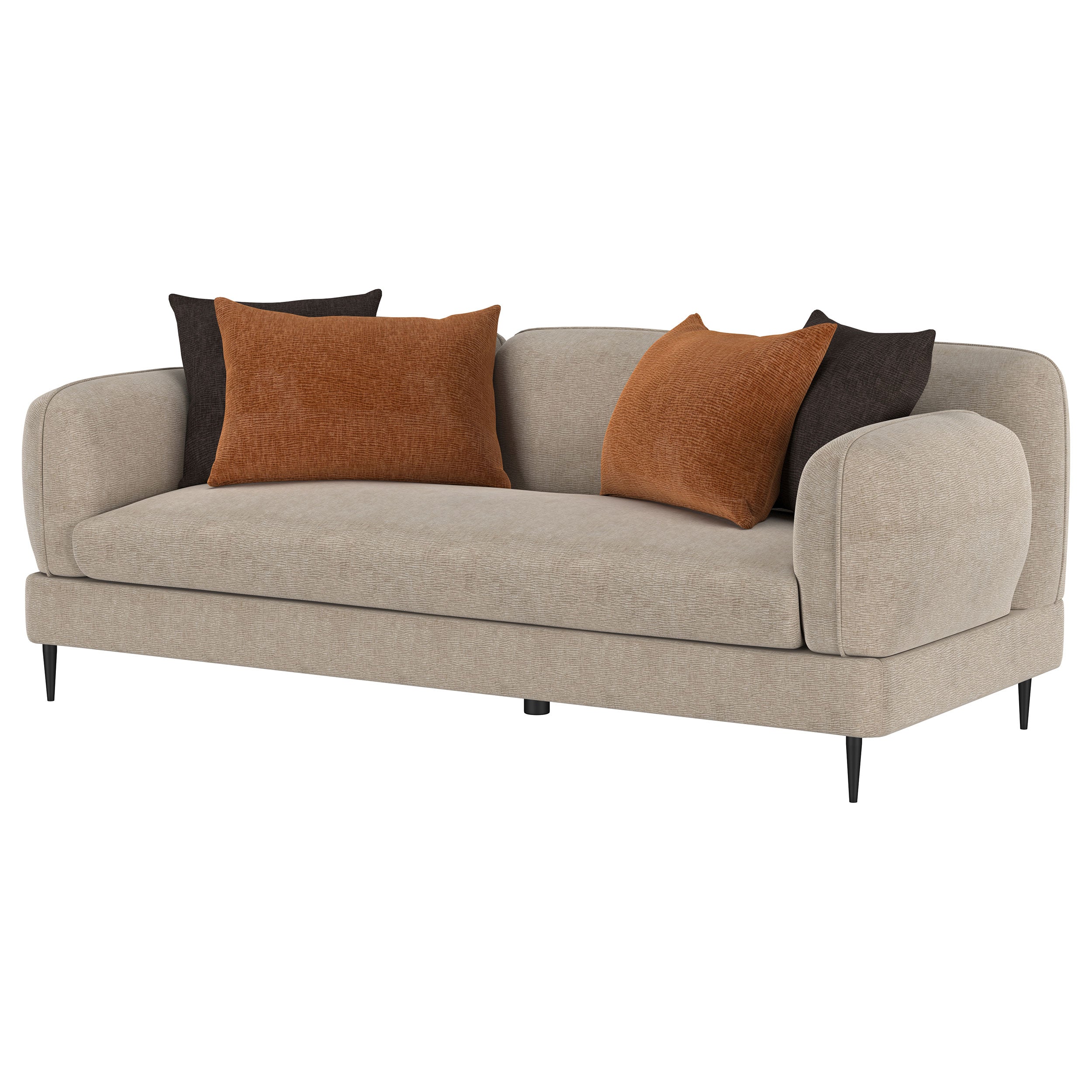 Jade Chenille Upholstered Sculpted Track Arm Sofa Latte — view 4