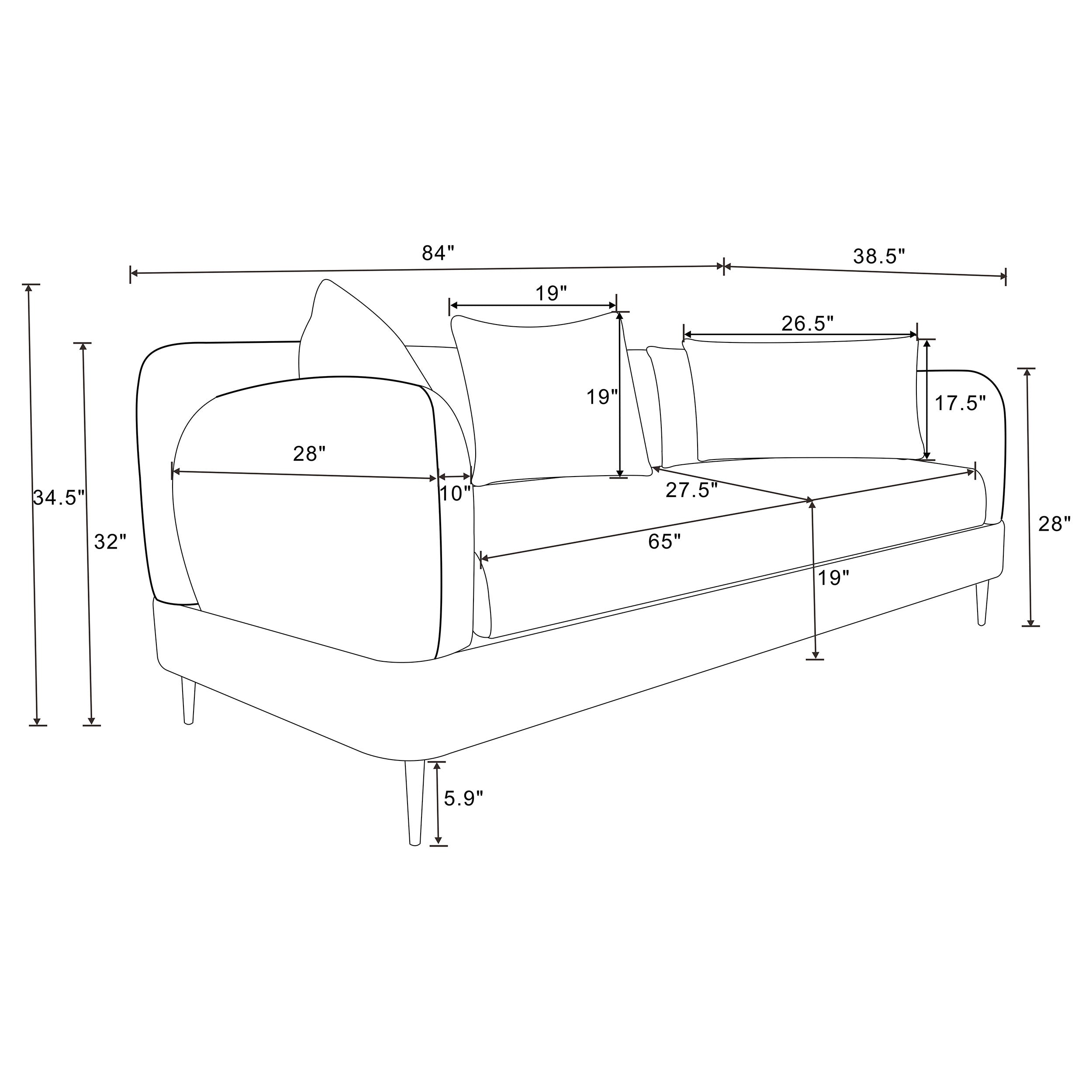 Jade Chenille Upholstered Sculpted Track Arm Sofa Latte — view 14