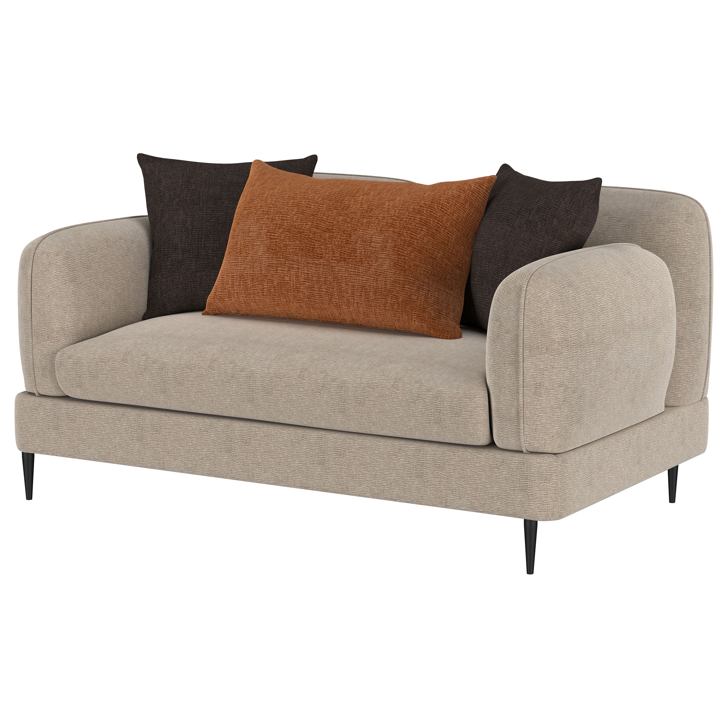 Jade Chenille Upholstered Sculpted Track Arm Loveseat Latte — view 4