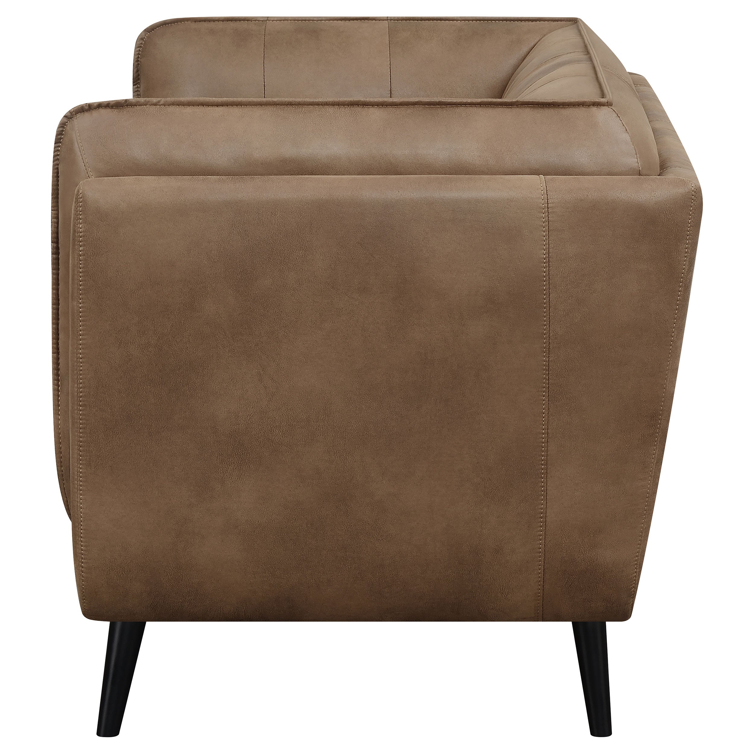 Thatcher Upholstered Tuxedo Arm Tufted Loveseat Brown — view 5
