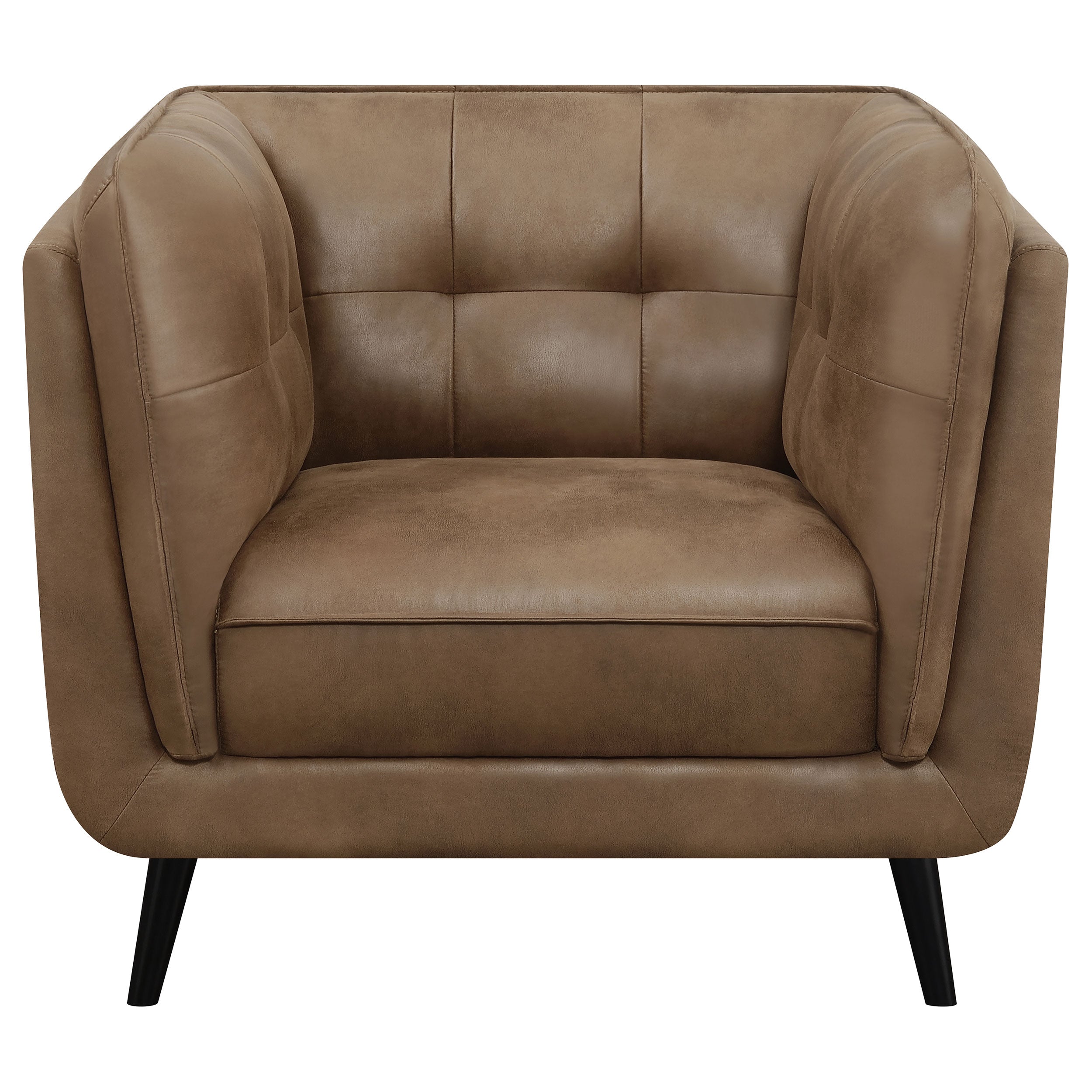 Thatcher Upholstered Tuxedo Arm Tufted Accent Chair Brown — view 3