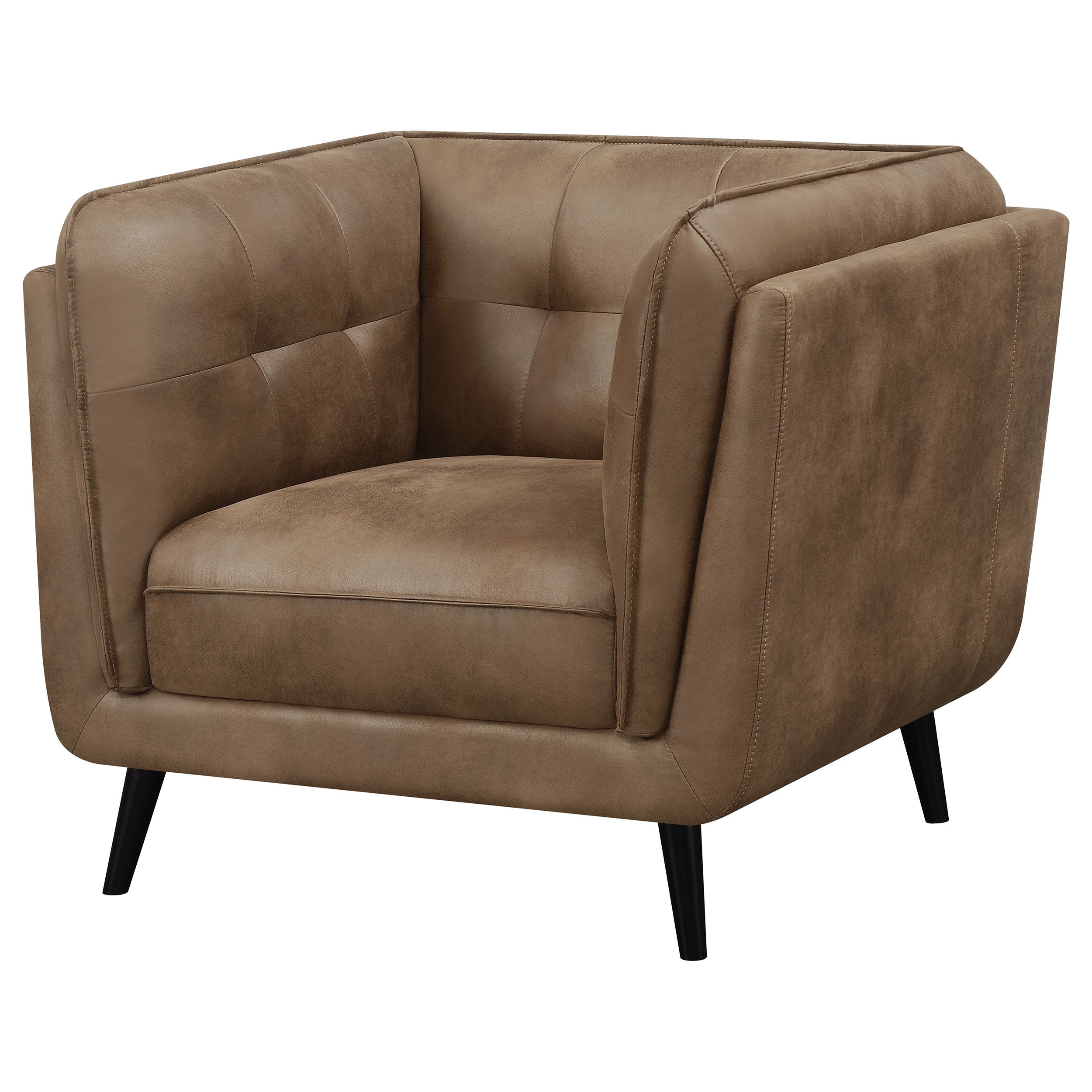 Thatcher Upholstered Tuxedo Arm Tufted Accent Chair Brown — view 4