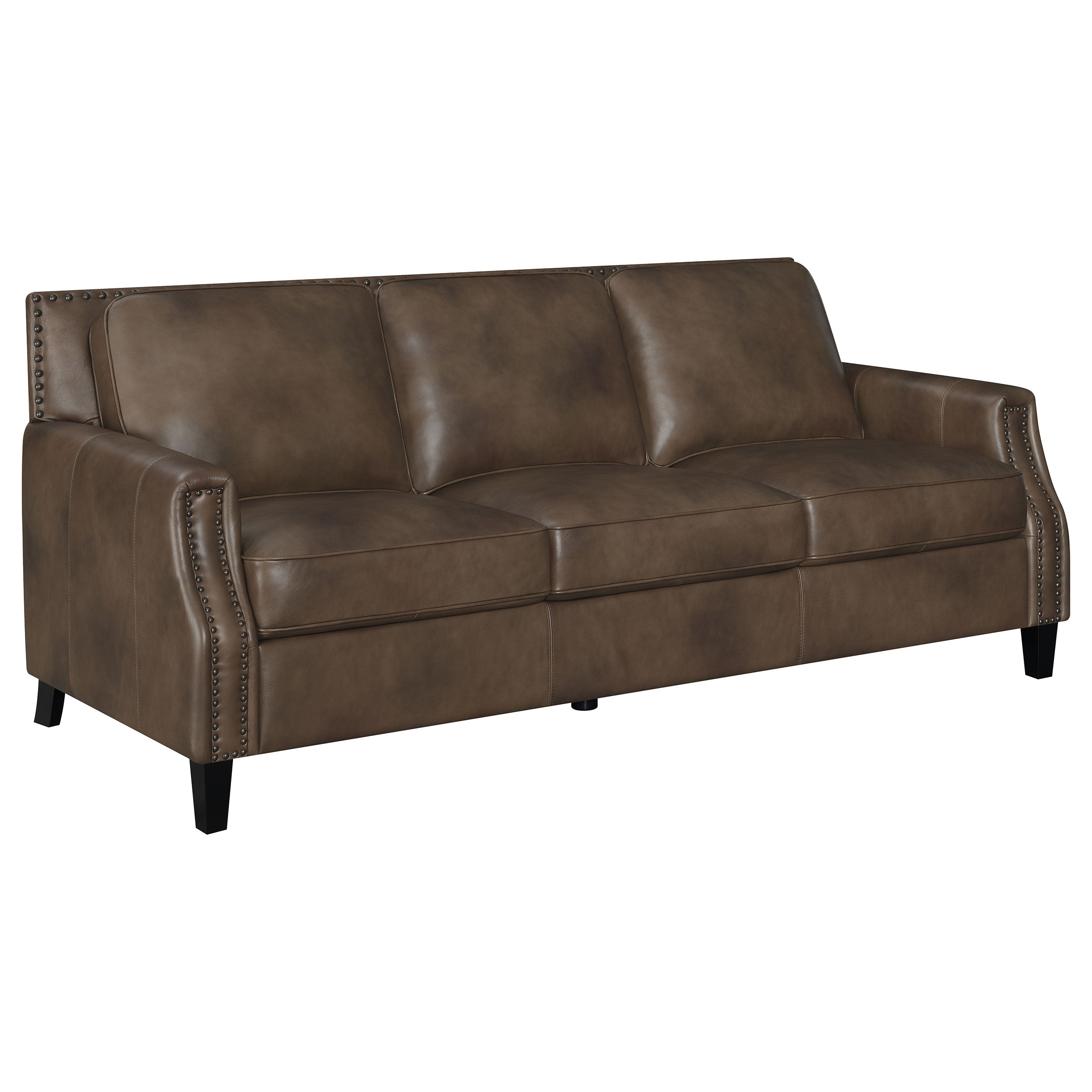 Leaton Upholstered Recessed Arm Sofa Brown Sugar — view 1