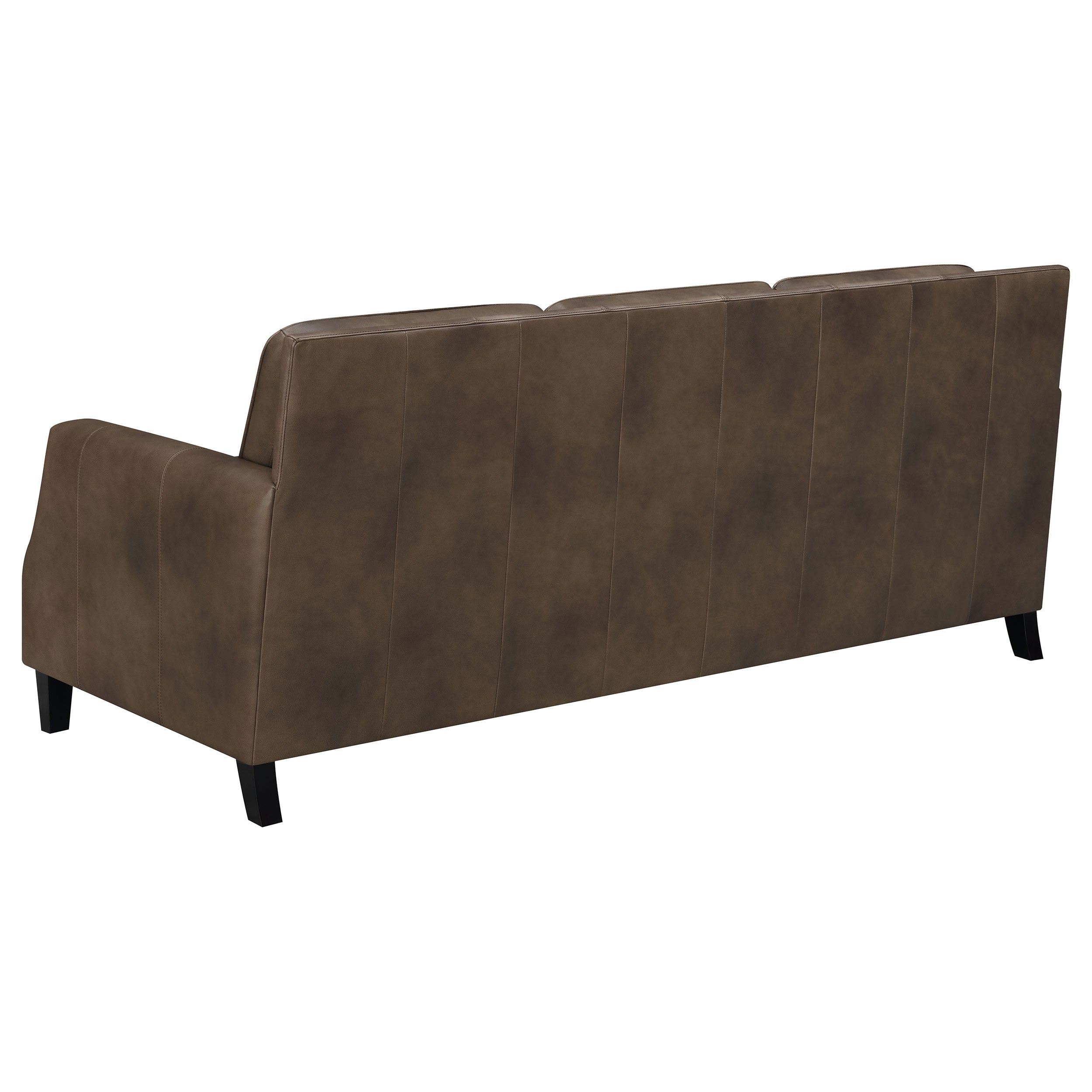 Leaton Upholstered Recessed Arm Sofa Brown Sugar — view 6