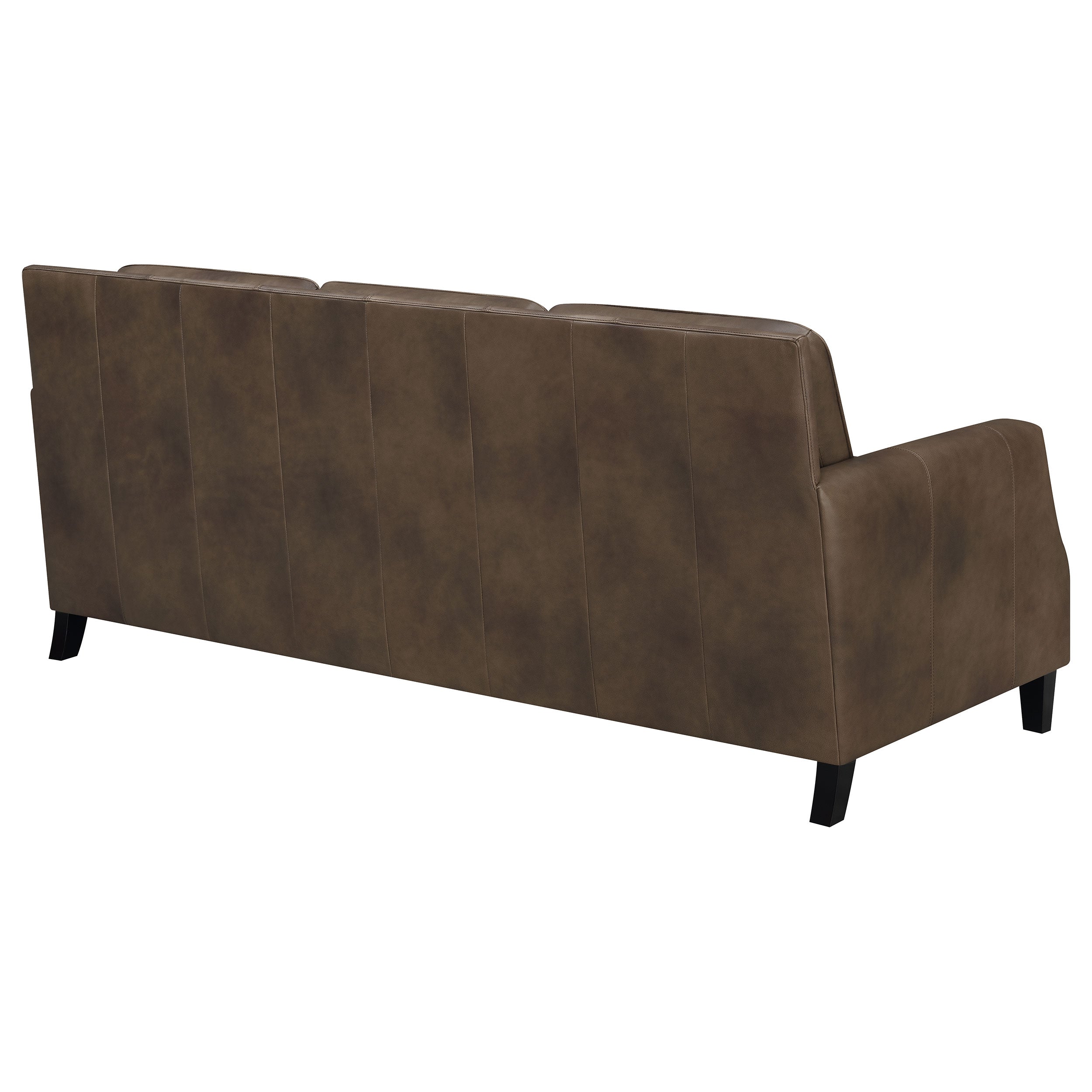 Leaton Upholstered Recessed Arm Sofa Brown Sugar — view 7