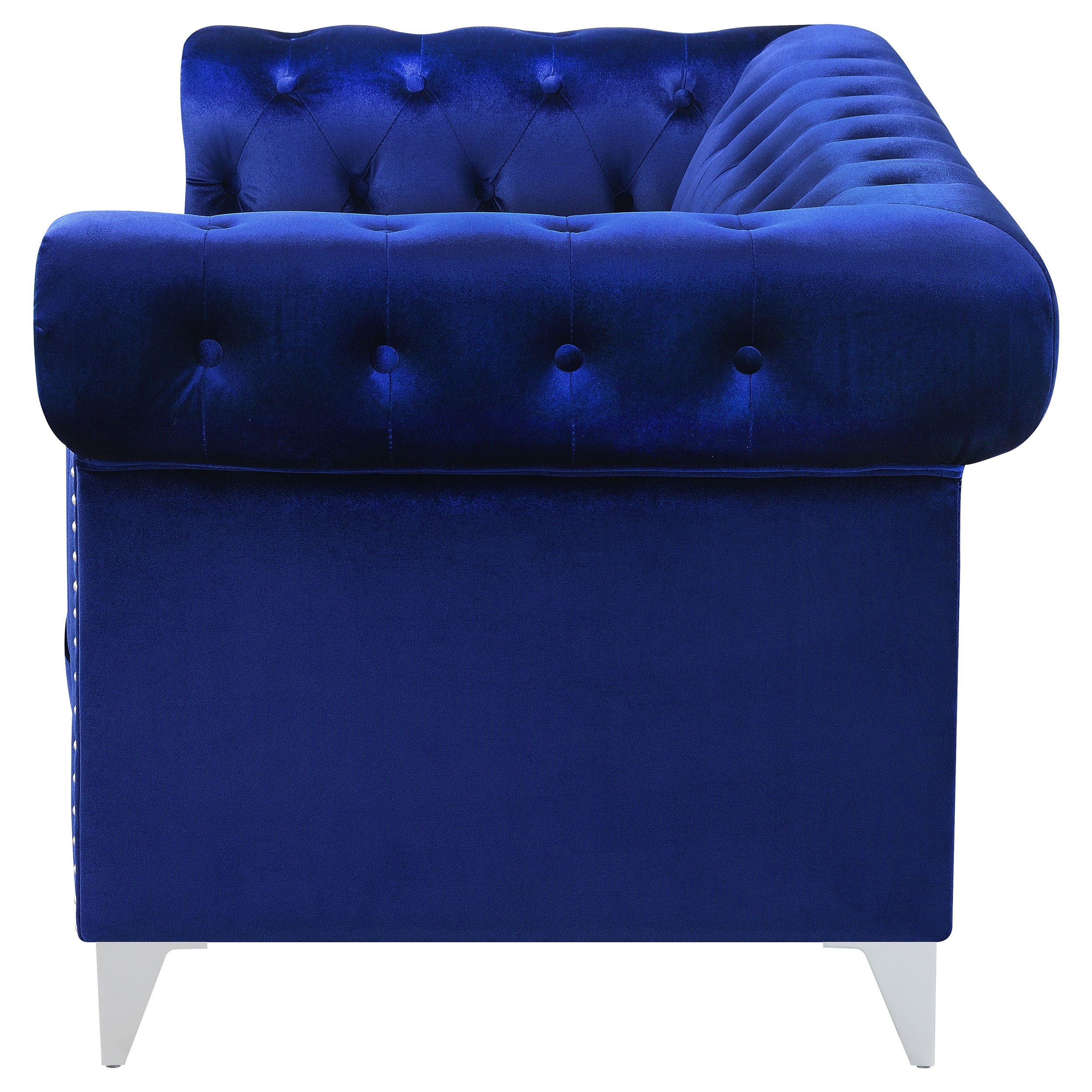 Bleker Upholstered Tuxedo Arm Tufted Loveseat Blue — view 5
