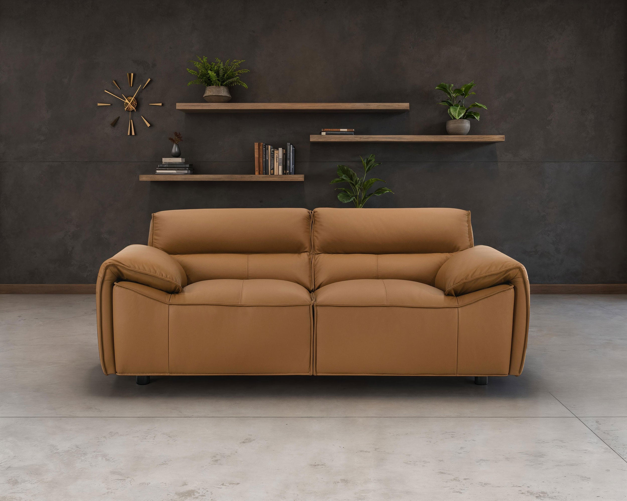 Buxton Top Grain Leather Upholstered Loveseat Orange — view 2