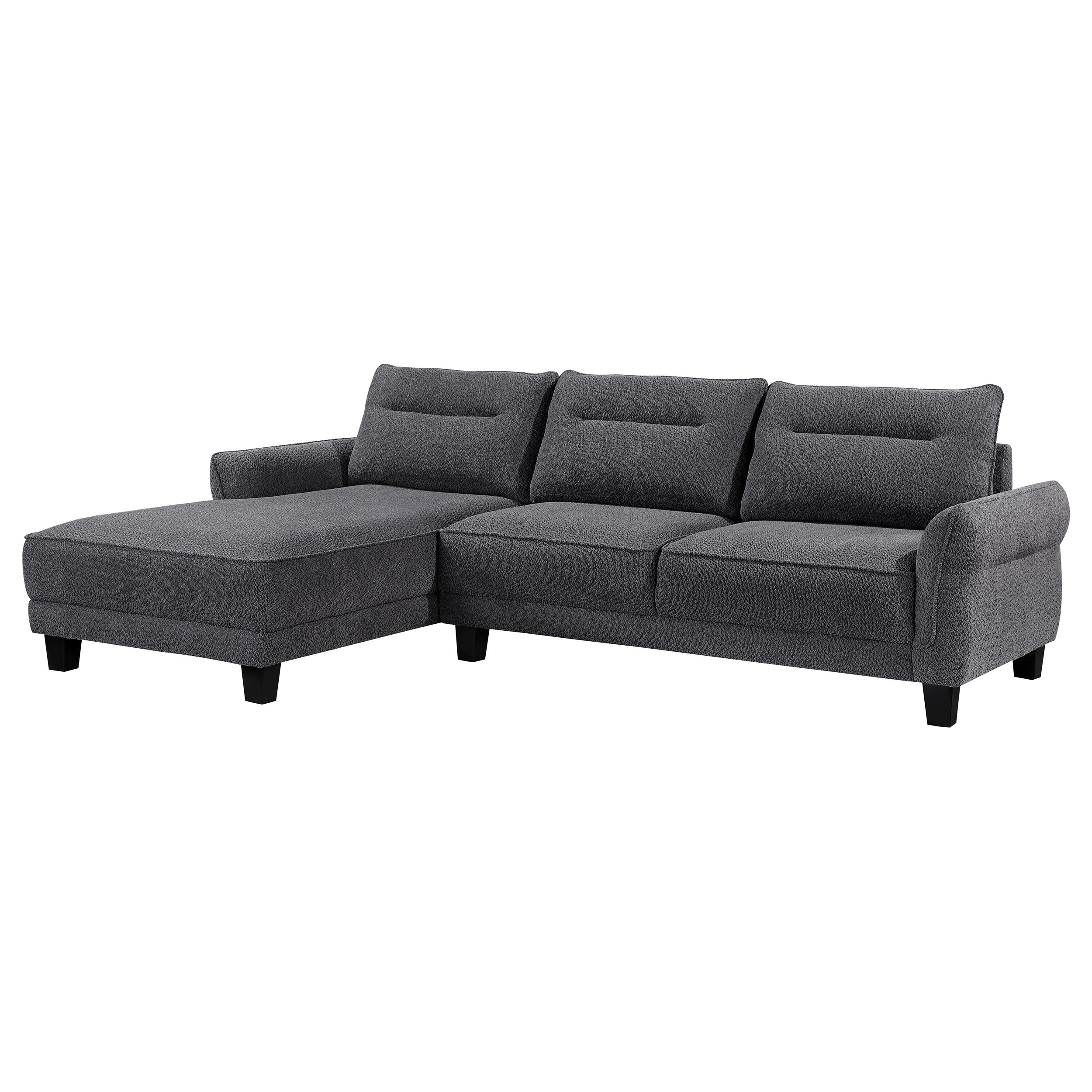 Caspian Upholstered Curved Arm Chaise Sectional Sofa Grey — view 1