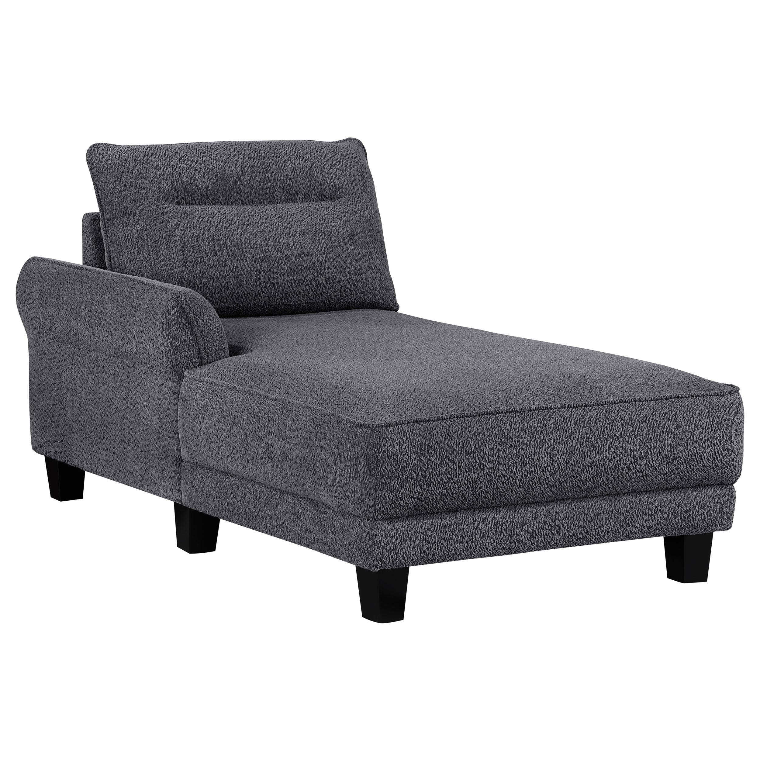 Caspian Upholstered Curved Arm Chaise Sectional Sofa Grey — view 3