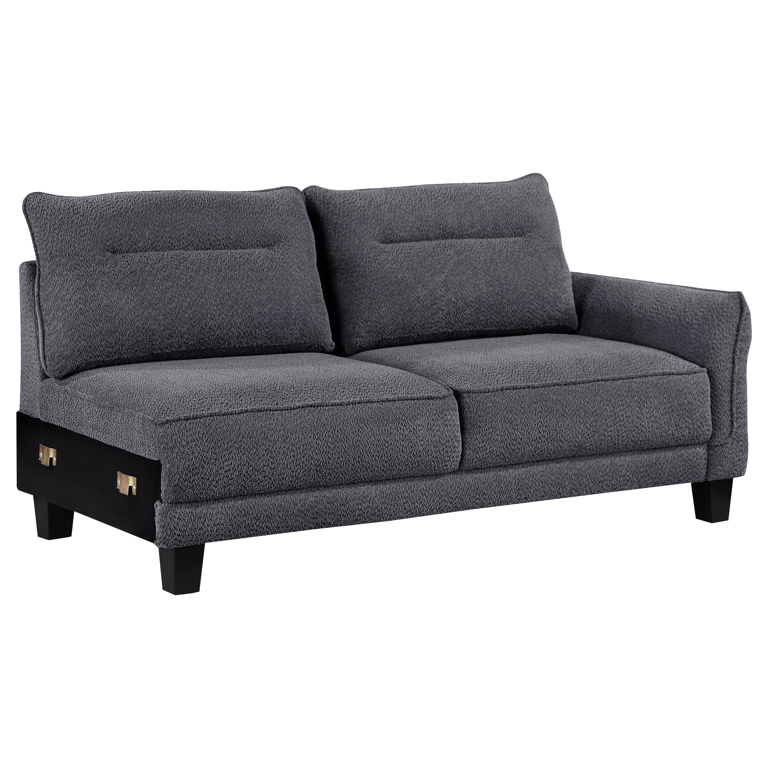 Caspian Upholstered Curved Arm Chaise Sectional Sofa Grey — view 4