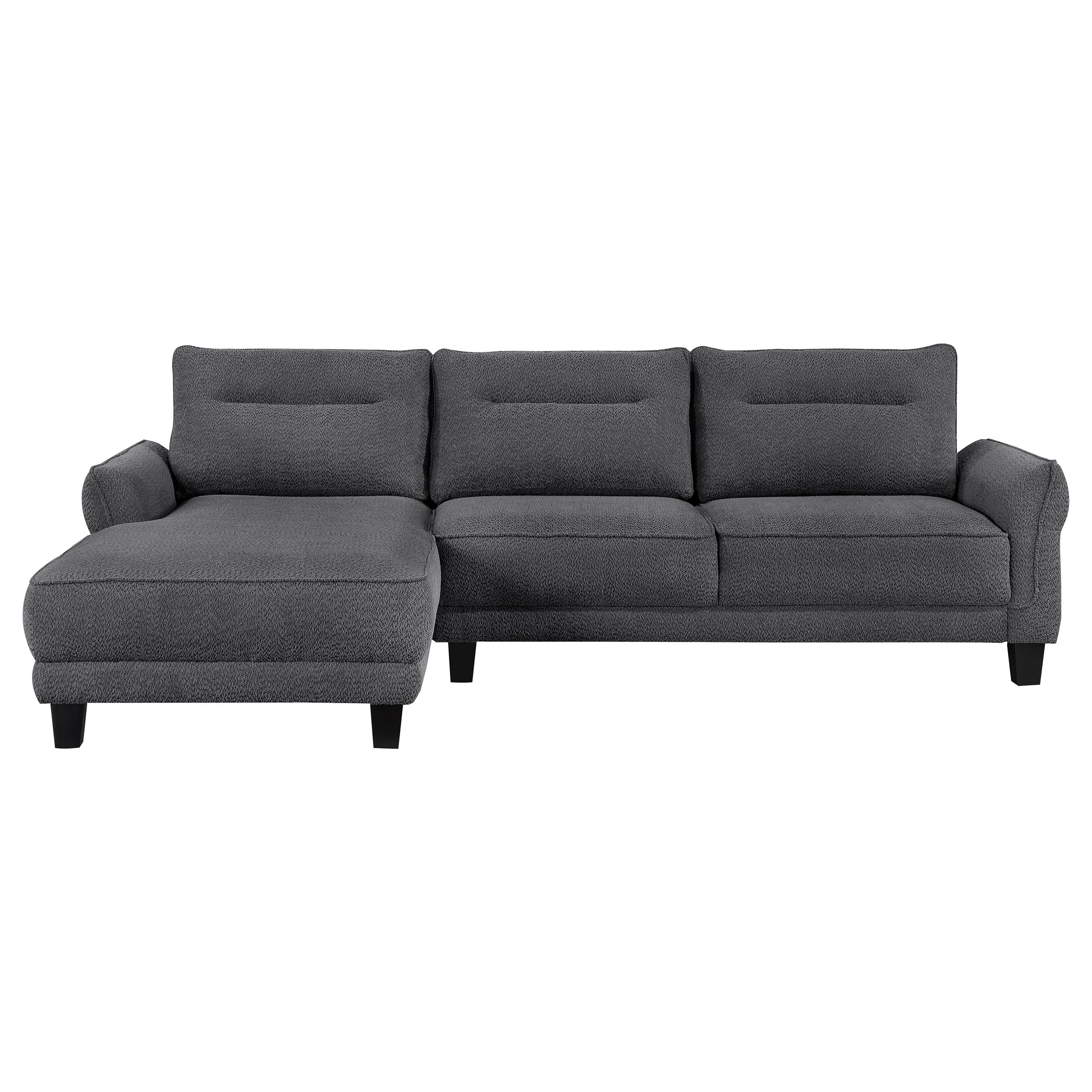 Caspian Upholstered Curved Arm Chaise Sectional Sofa Grey — view 5