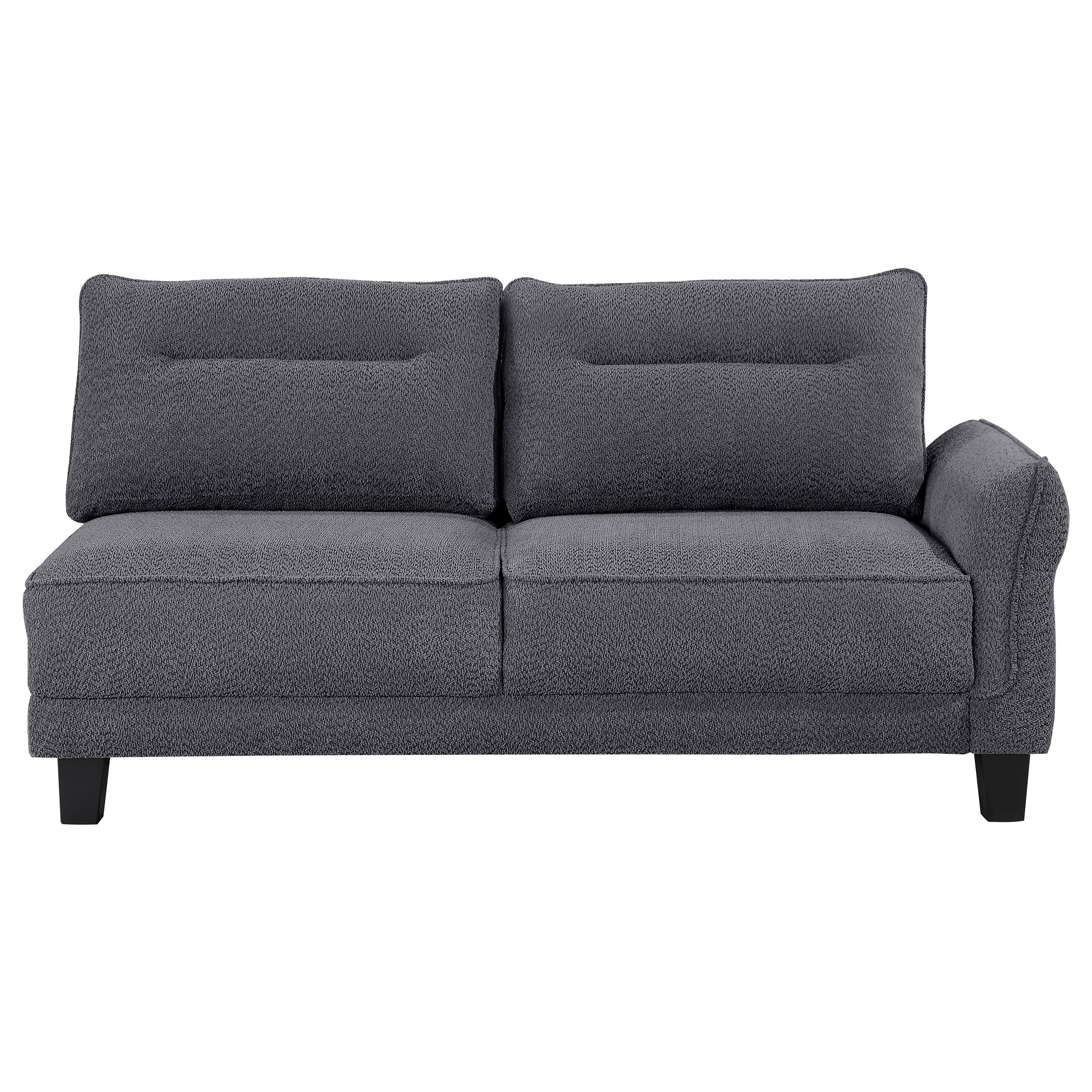 Caspian Upholstered Curved Arm Chaise Sectional Sofa Grey — view 7