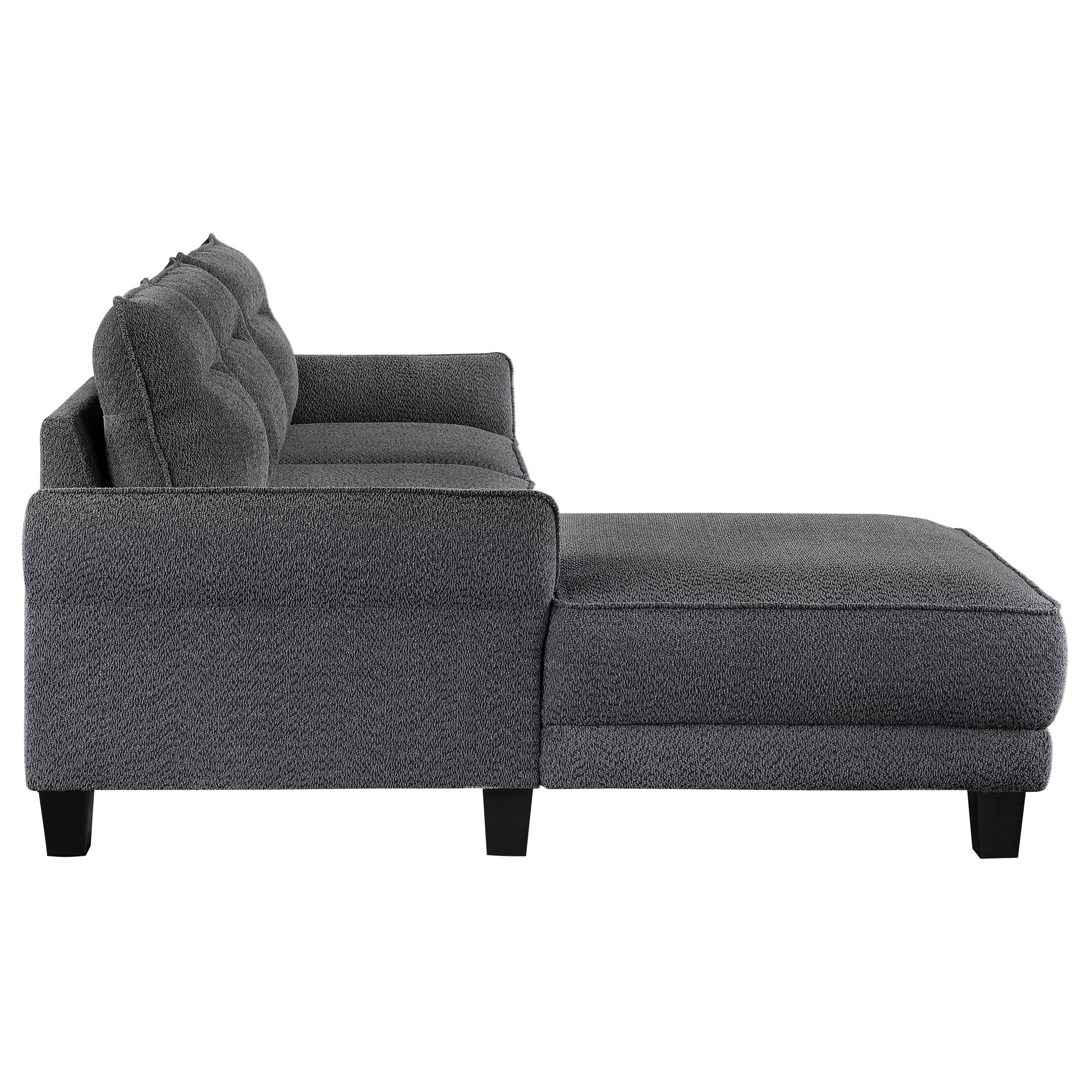 Caspian Upholstered Curved Arm Chaise Sectional Sofa Grey — view 11