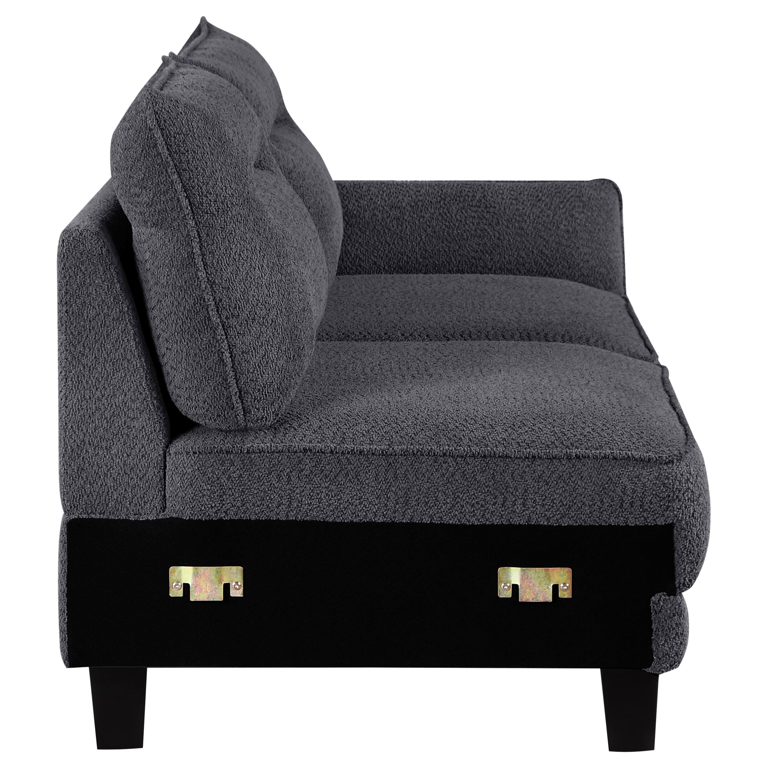 Caspian Upholstered Curved Arm Chaise Sectional Sofa Grey — view 13