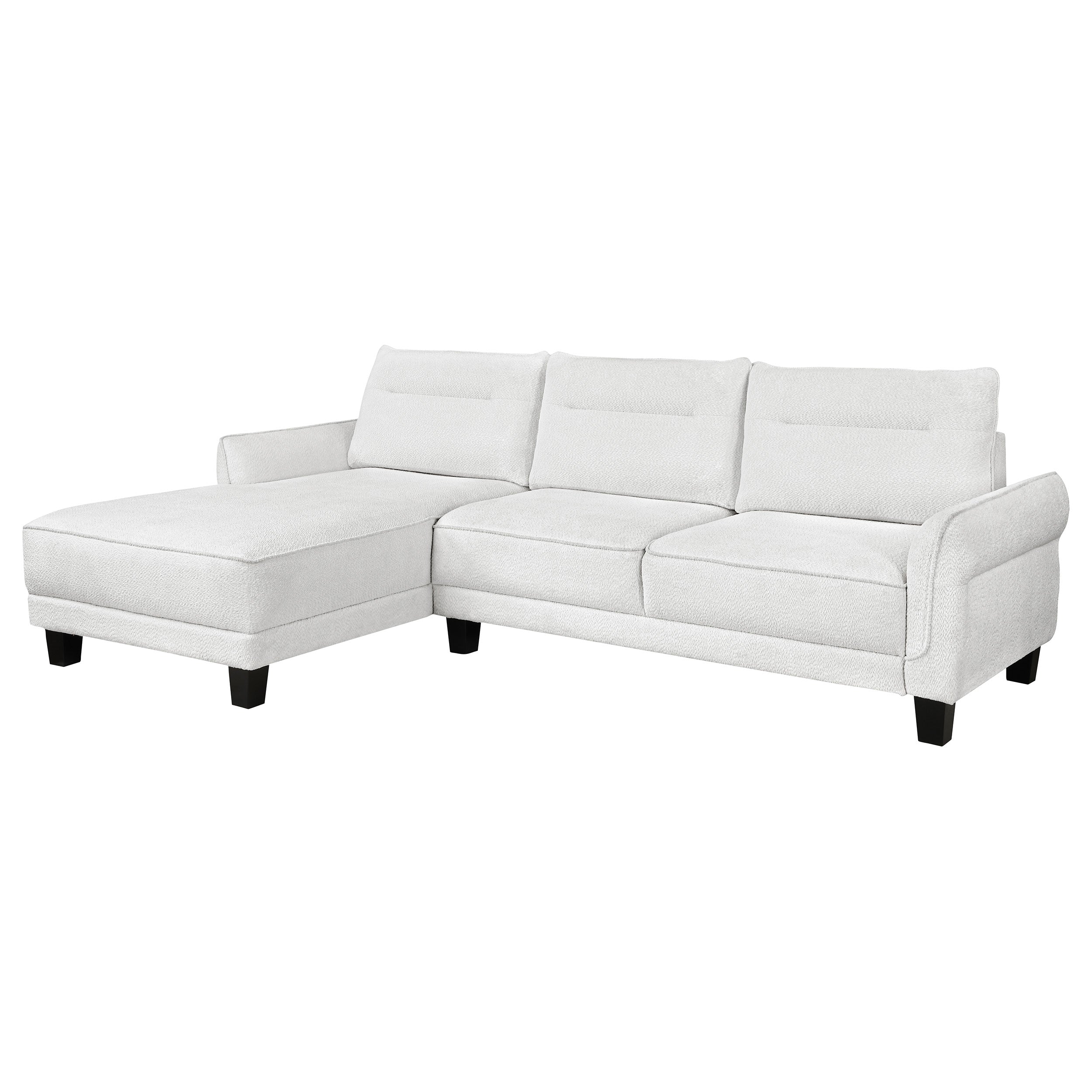 Caspian Upholstered Curved Arm Chaise Sectional Sofa White — view 1