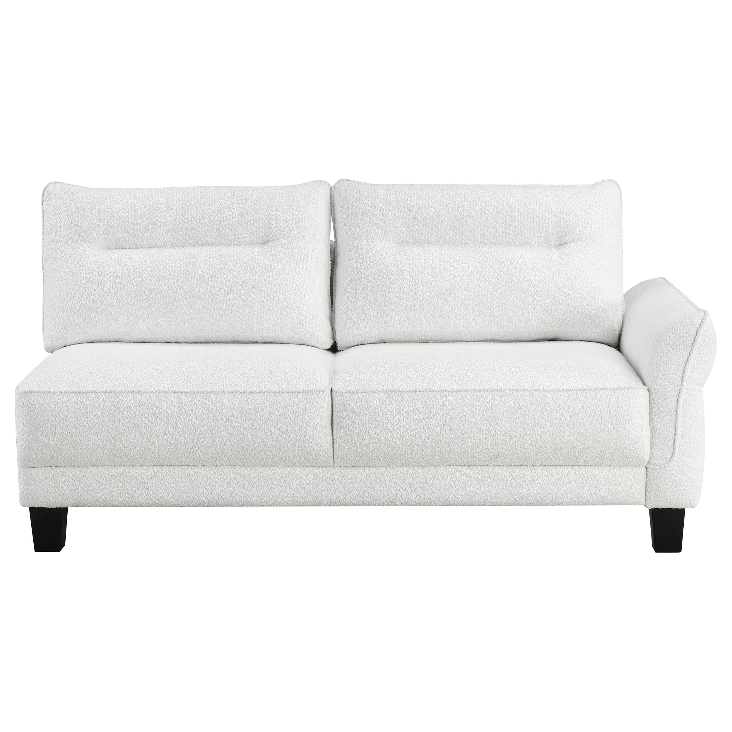 Caspian Upholstered Curved Arm Chaise Sectional Sofa White — view 7