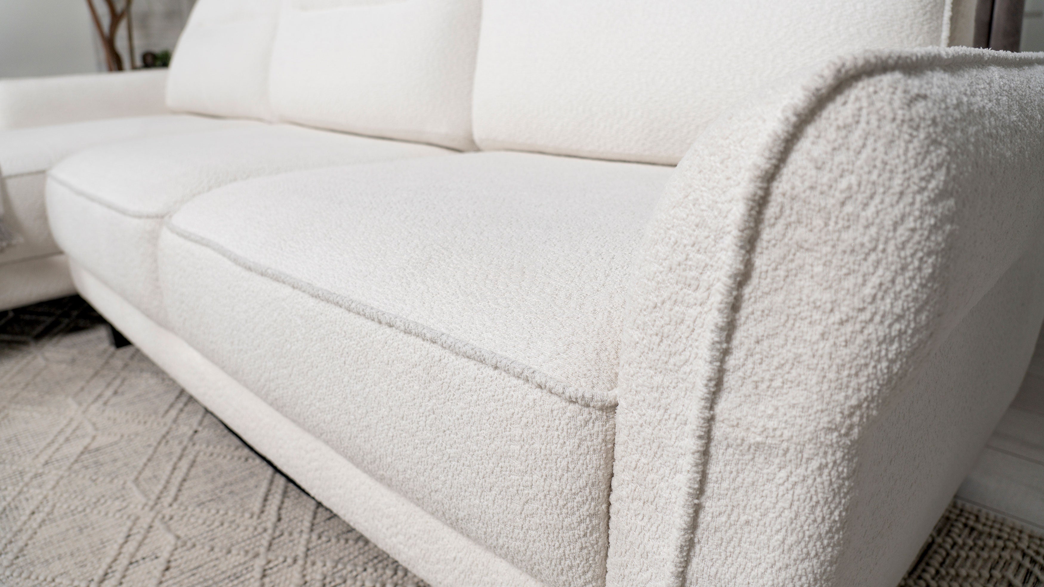 Caspian Upholstered Curved Arm Chaise Sectional Sofa White — view 14
