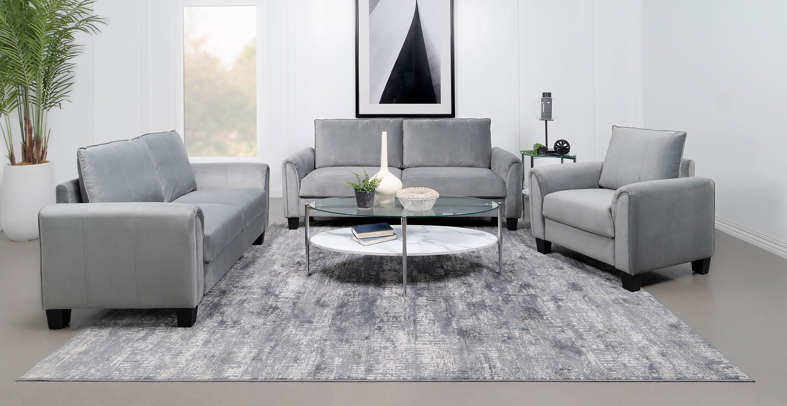 Davis Upholstered Rolled Arm Accent Chair Grey — view 11