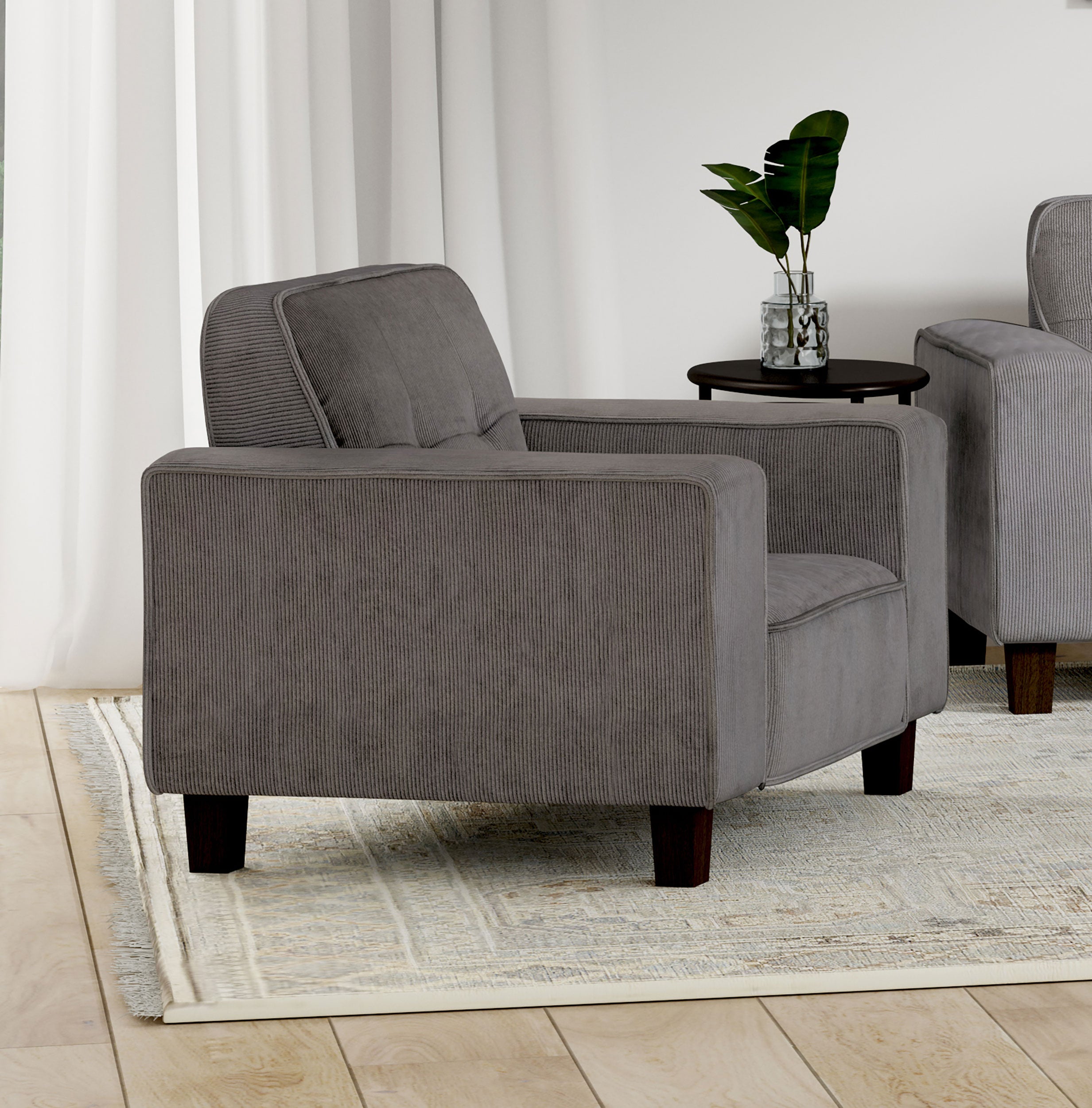 Deerhurst Upholstered Track Arm Tufted Accent Chair Charcoal — view 2