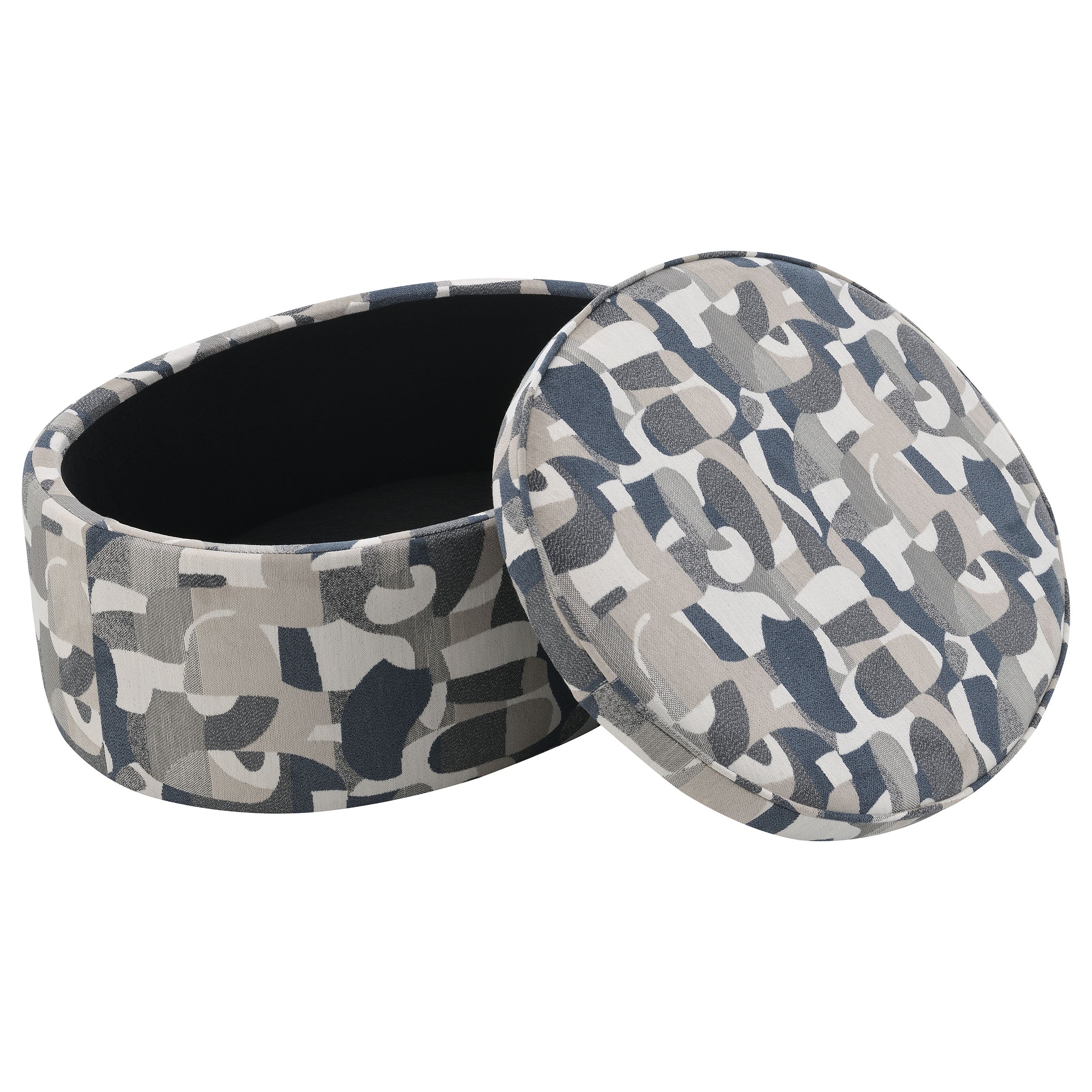 Tomkins Oval Upholstered Storage Ottoman Indigo Blue — view 4